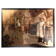 Italian School: The Sculptor’s Studio. Large 19th Century painting.
