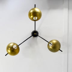 Italian Brass Wall Sconce, Stilnovo Style, Mid-Century Modern, 1965