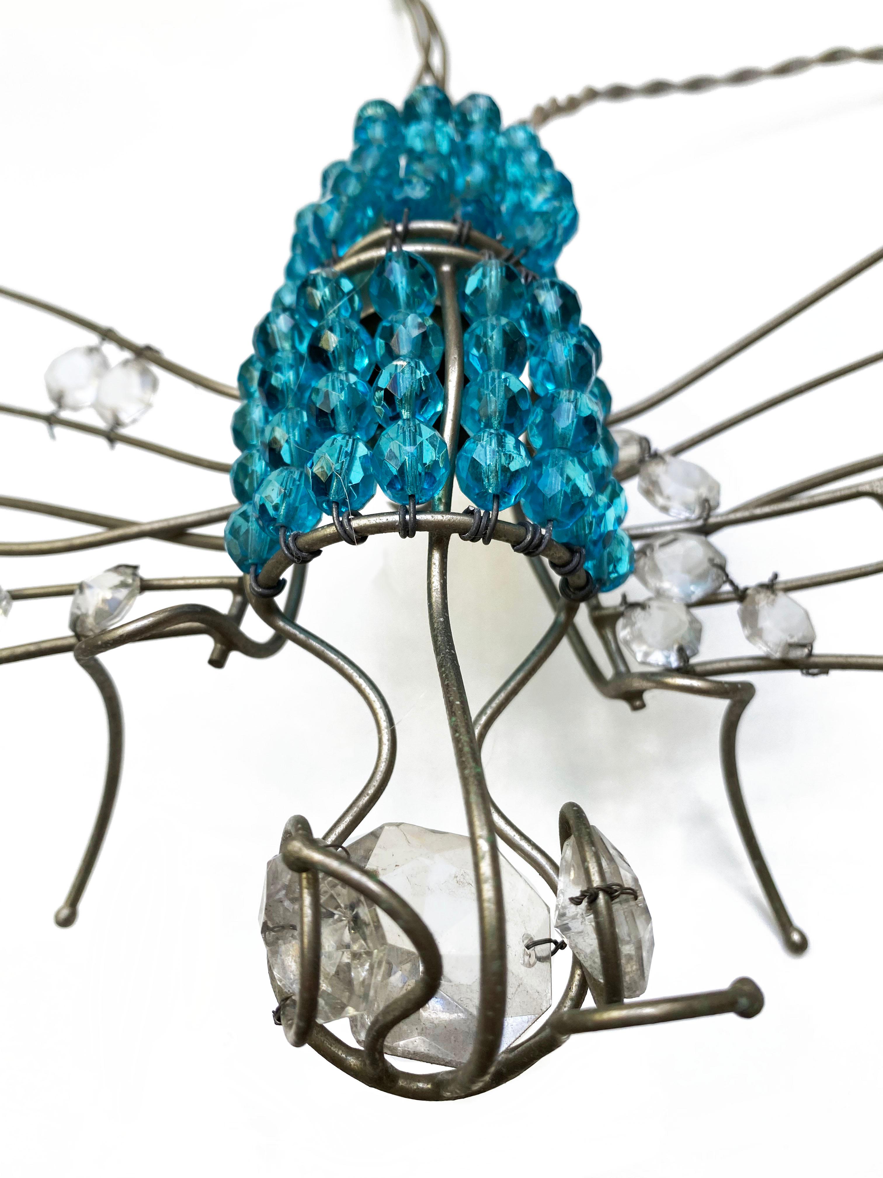 Italian Sconce Dragonfly Glass and Worked Wire, 1960 In Good Condition In Saint Ouen, FR