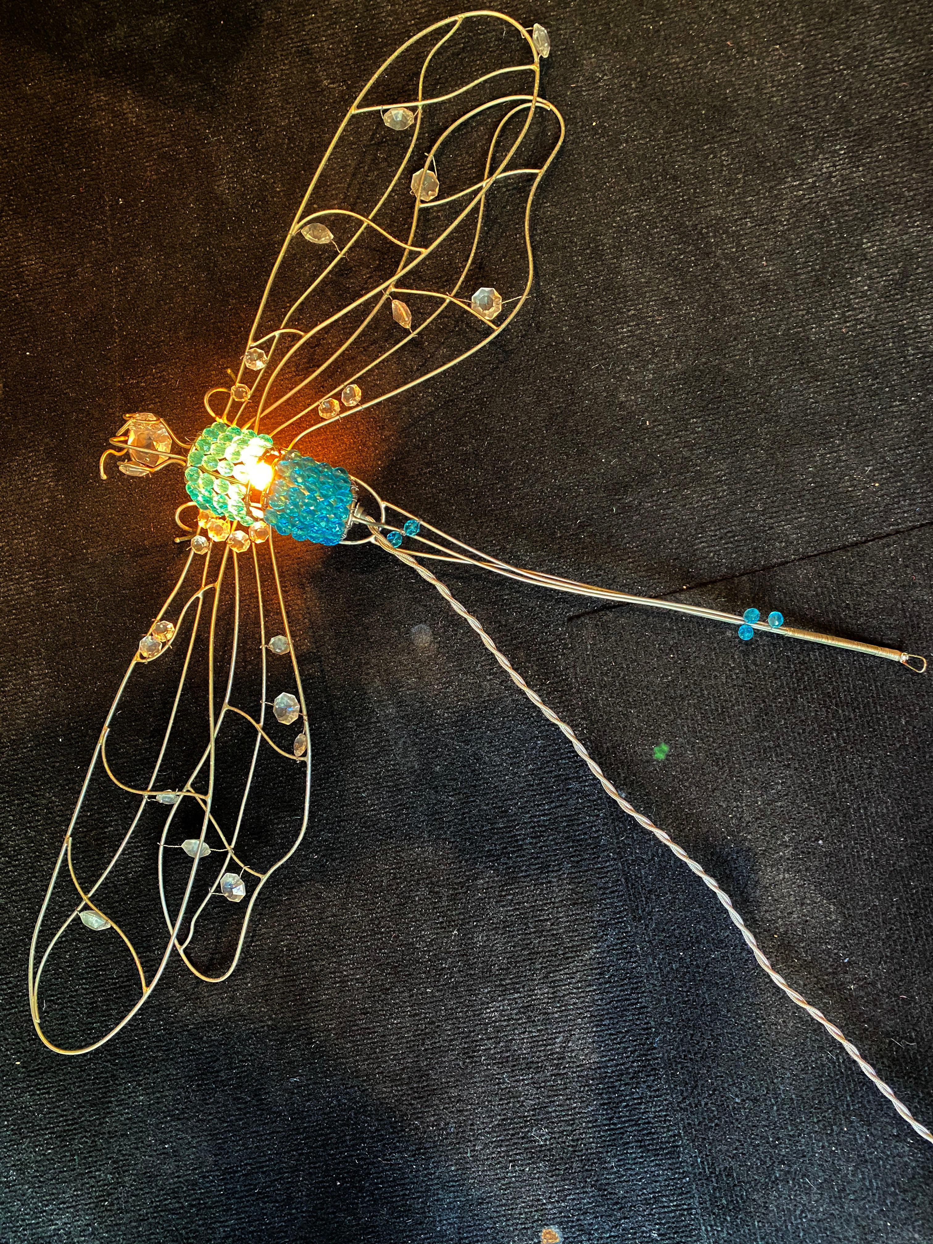 Mid-20th Century Italian Sconce Dragonfly Glass and Worked Wire, 1960