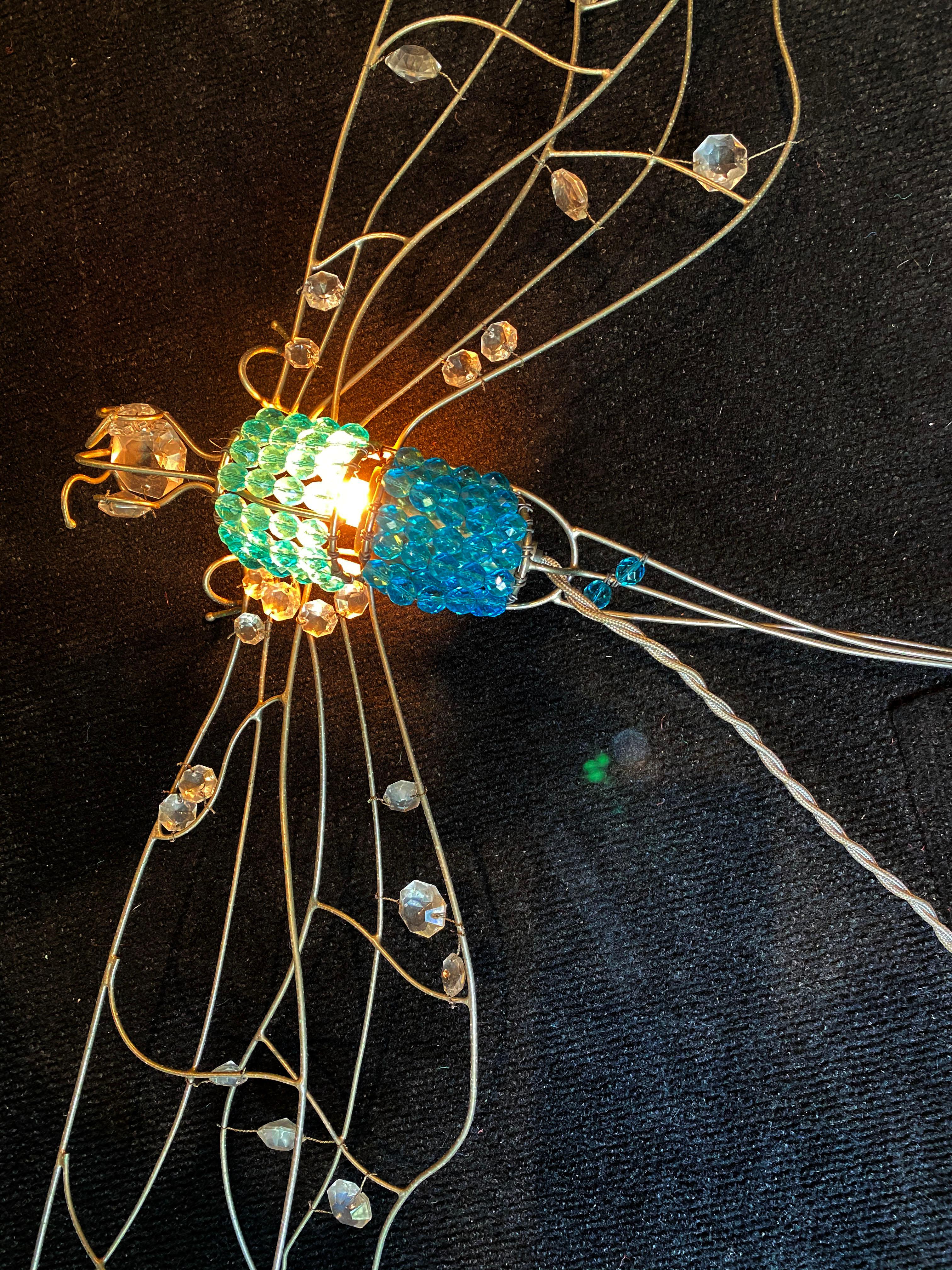 Art Glass Italian Sconce Dragonfly Glass and Worked Wire, 1960