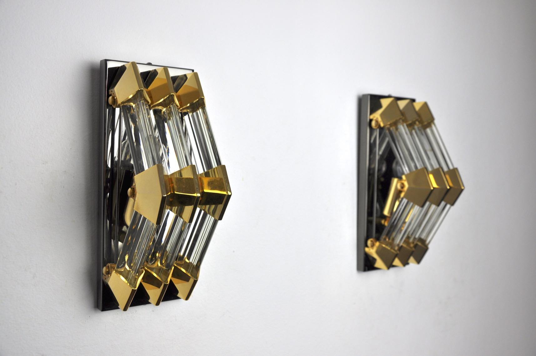 Italian Sconces from Venini, 1980, Set of 2 In Good Condition For Sale In BARCELONA, ES