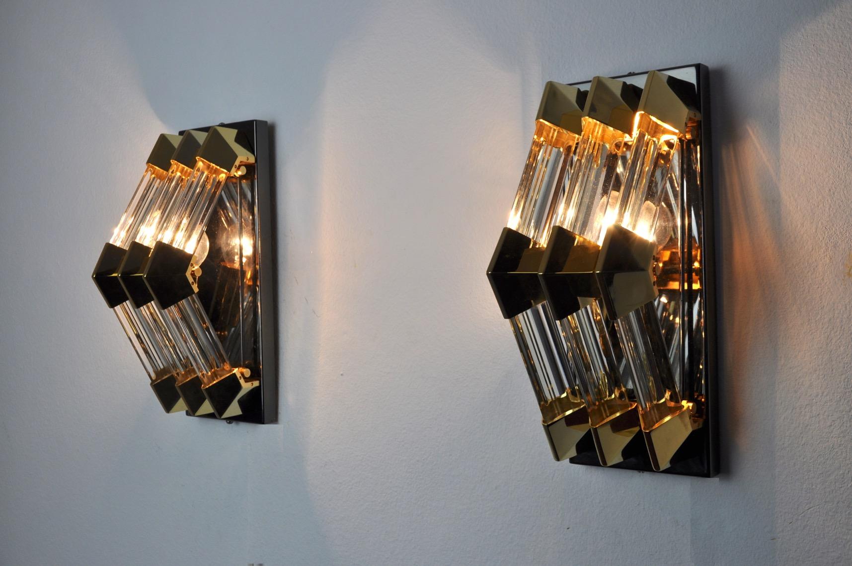 Glass Italian Sconces from Venini, 1980, Set of 2 For Sale