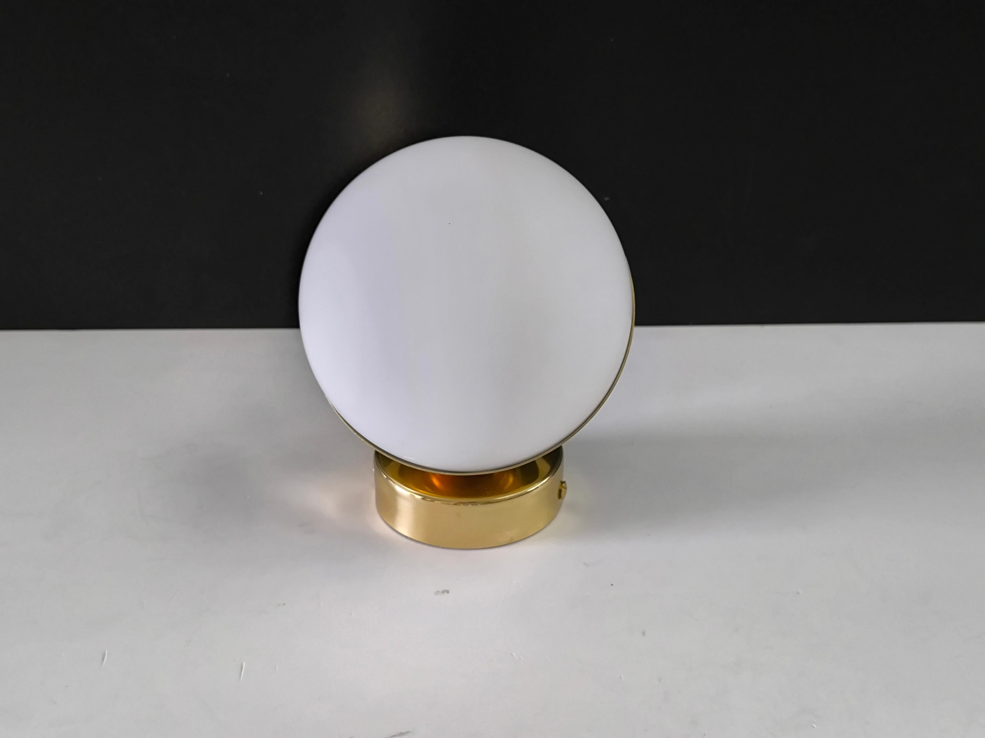 Italian Sconces Stilnovo Style, Brass and 12 cm Diam Glass, Mid-Century Design For Sale 4