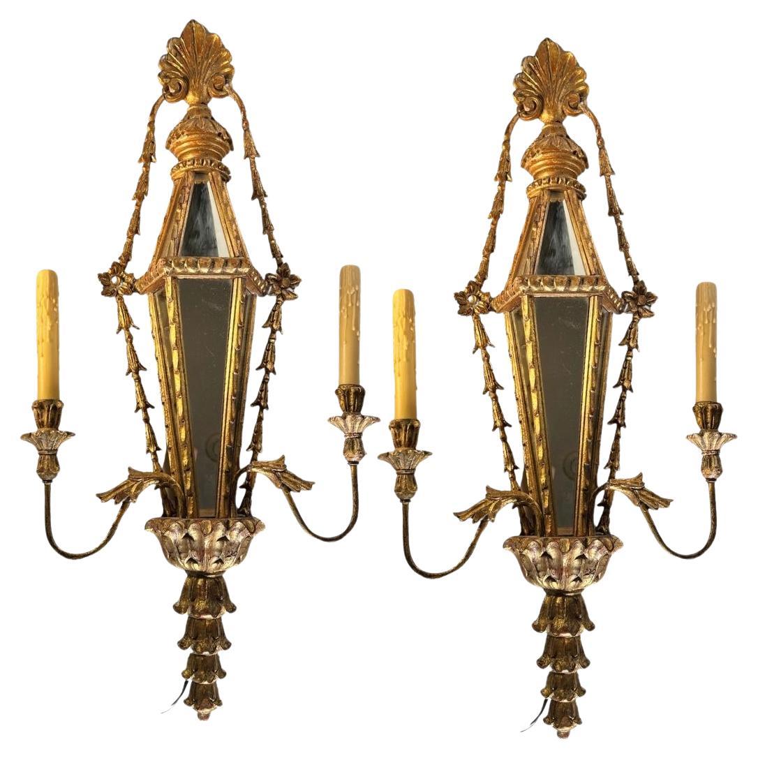 Italian Sconces With Mirrors A Pair