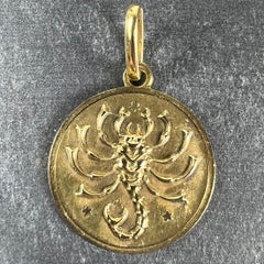 Italian Scorpio Starsign Zodiac 18K Yellow Gold Charm Medal Pendant