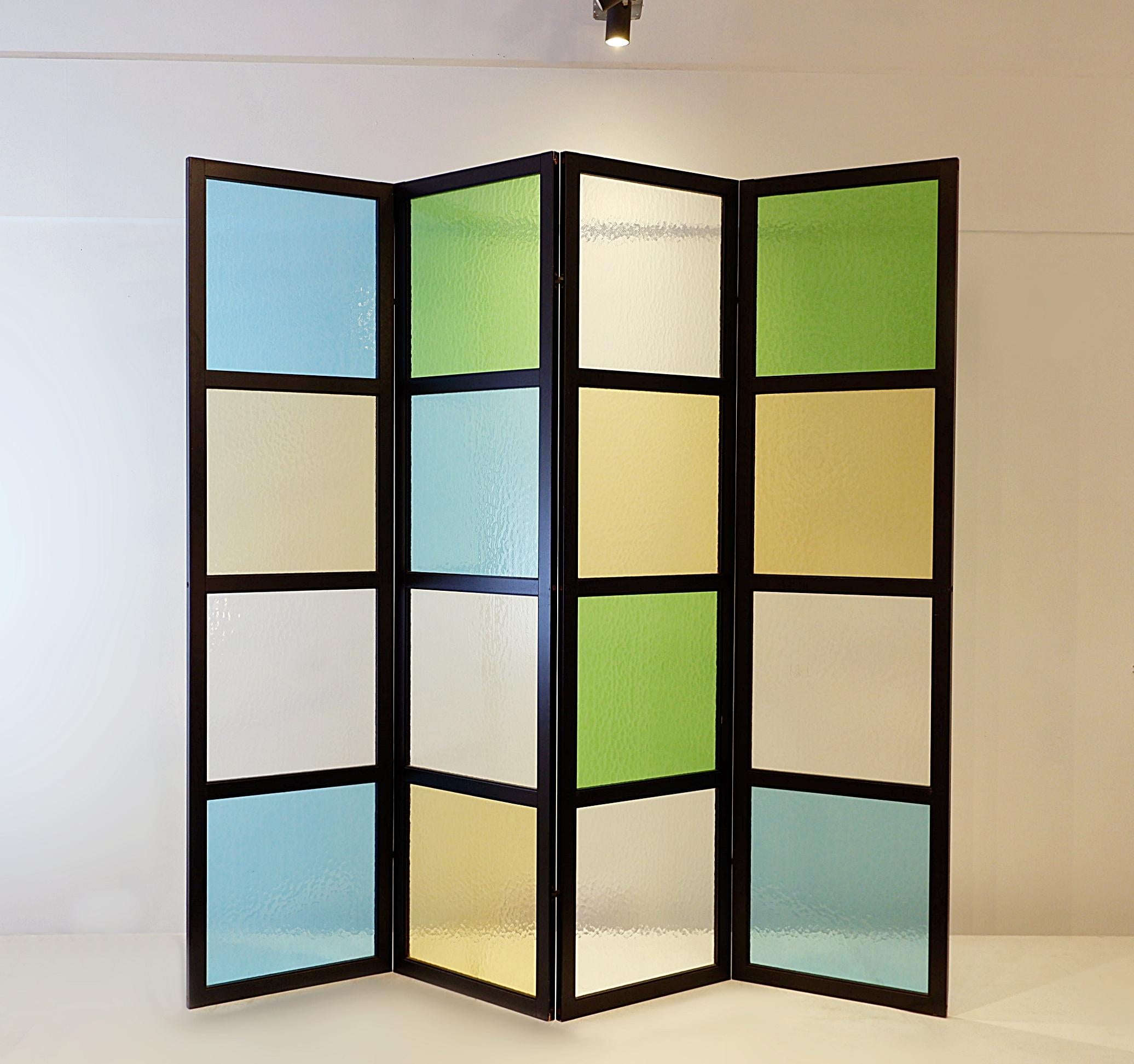 Post-Modern Italian screen, Murano glass, 1980's For Sale