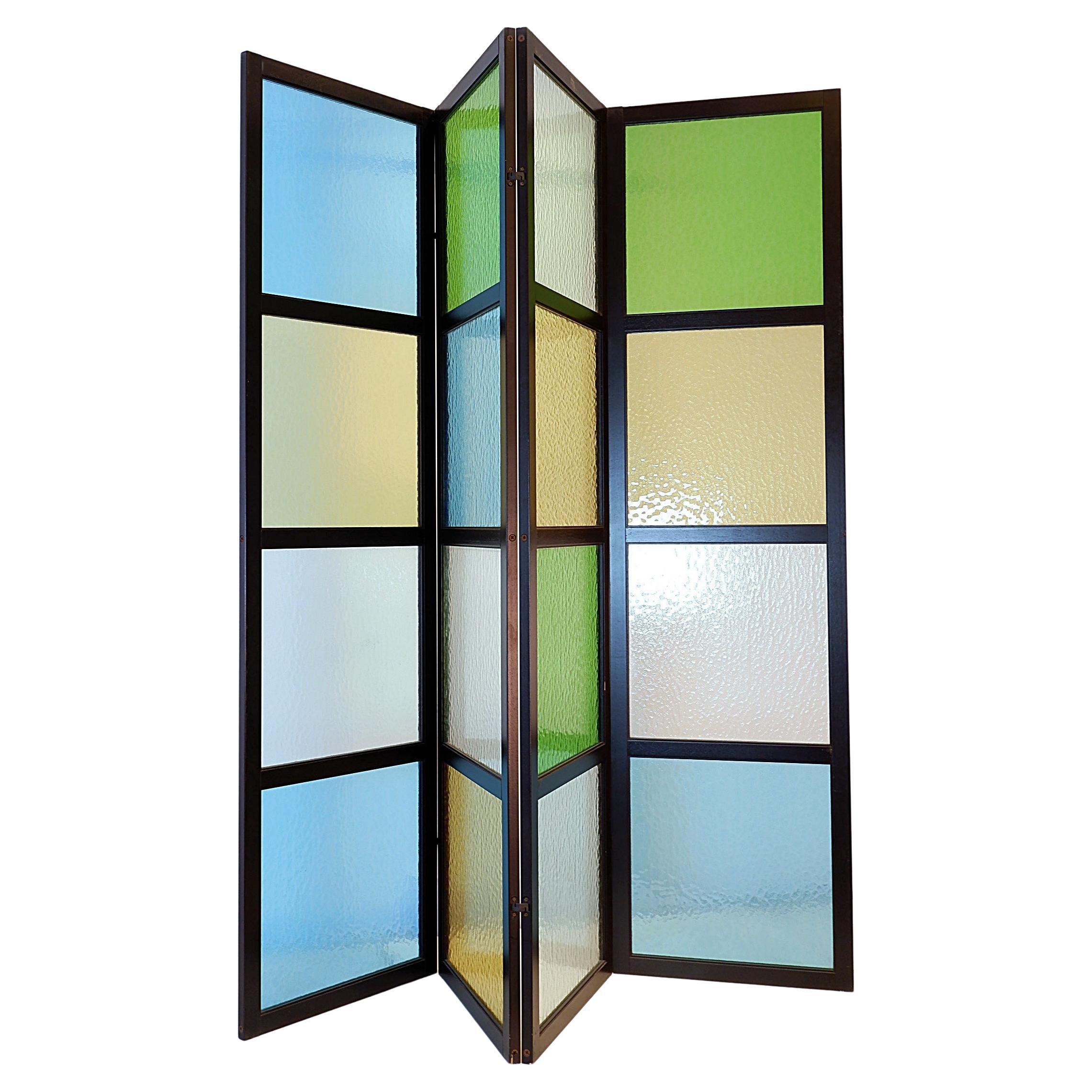 Italian screen, Murano glass, 1980's For Sale