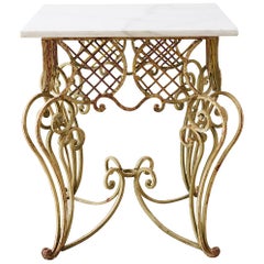 Italian Scrolled Iron and Marble Center Table