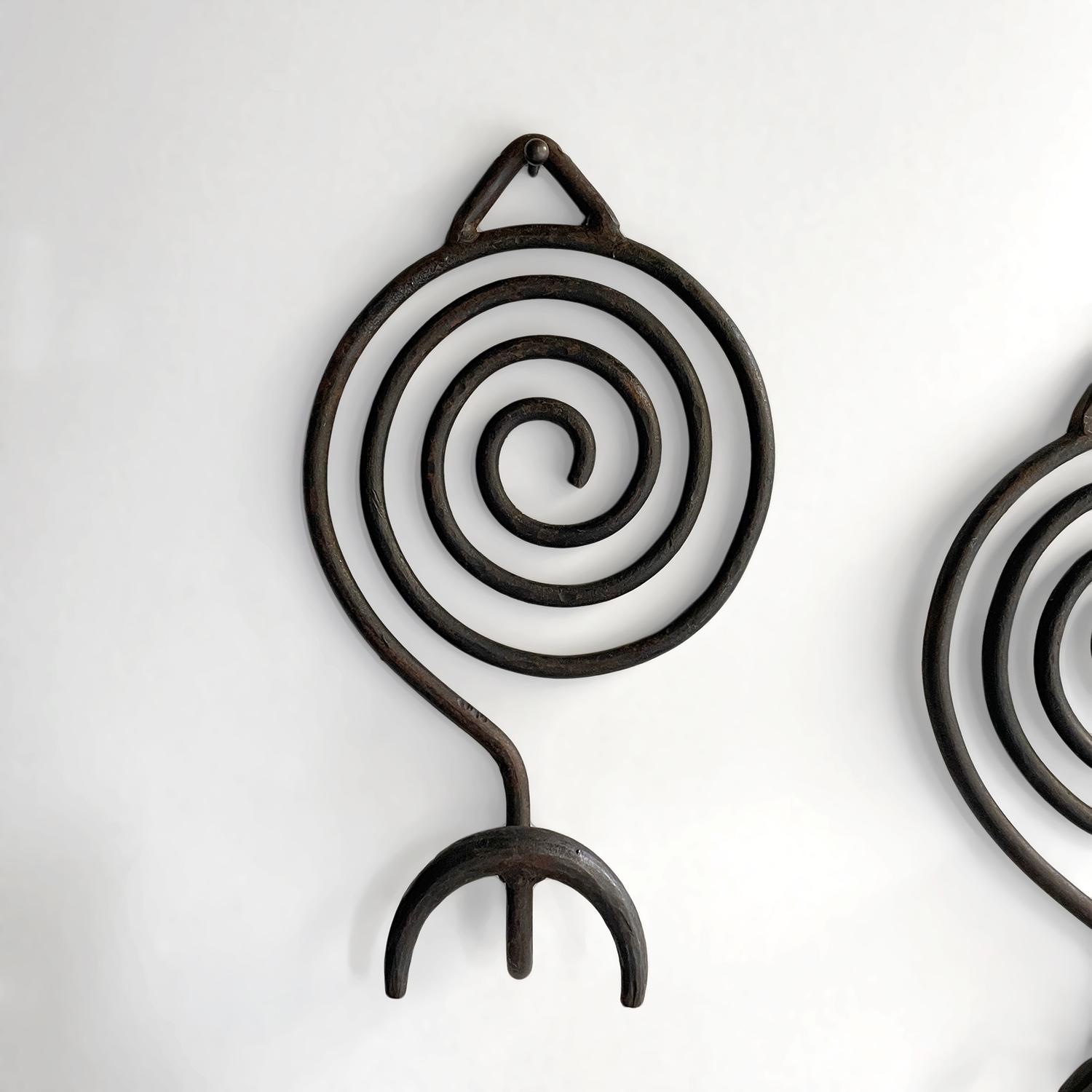 Italian Sculpted Iron Wall Coat Hooks  In Good Condition In Los Angeles, CA