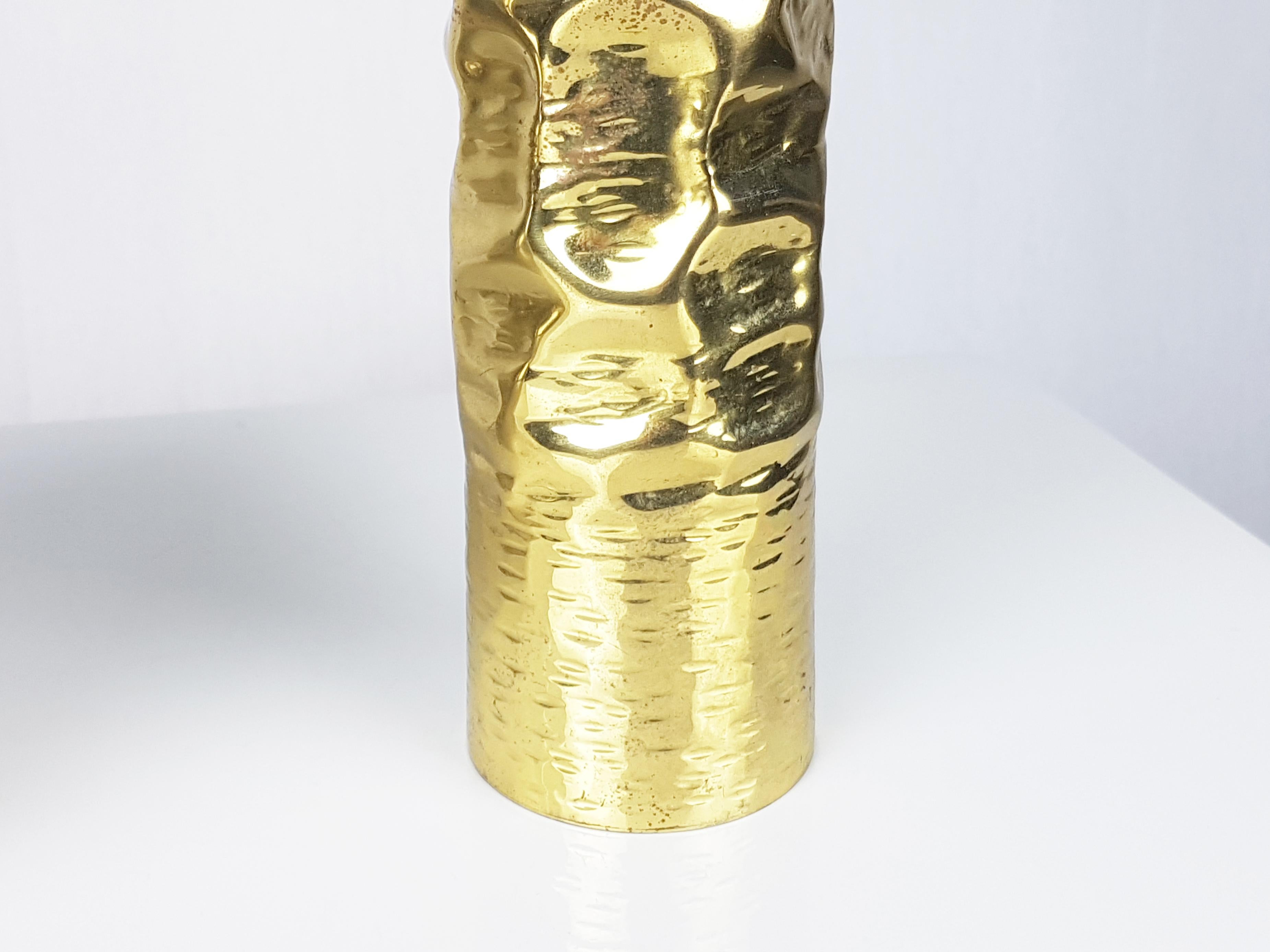 Space Age Italian Sculptural 1970s Hand-Made Brass Vase For Sale