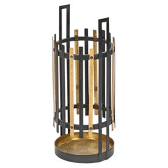 Italian Sculptural Brass and Black Iron Umbrella Stand, Italy, Gio Ponti, 1950s