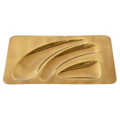 Italian Sculptural Brass Catchall or Centerpiece Tray, 1970s