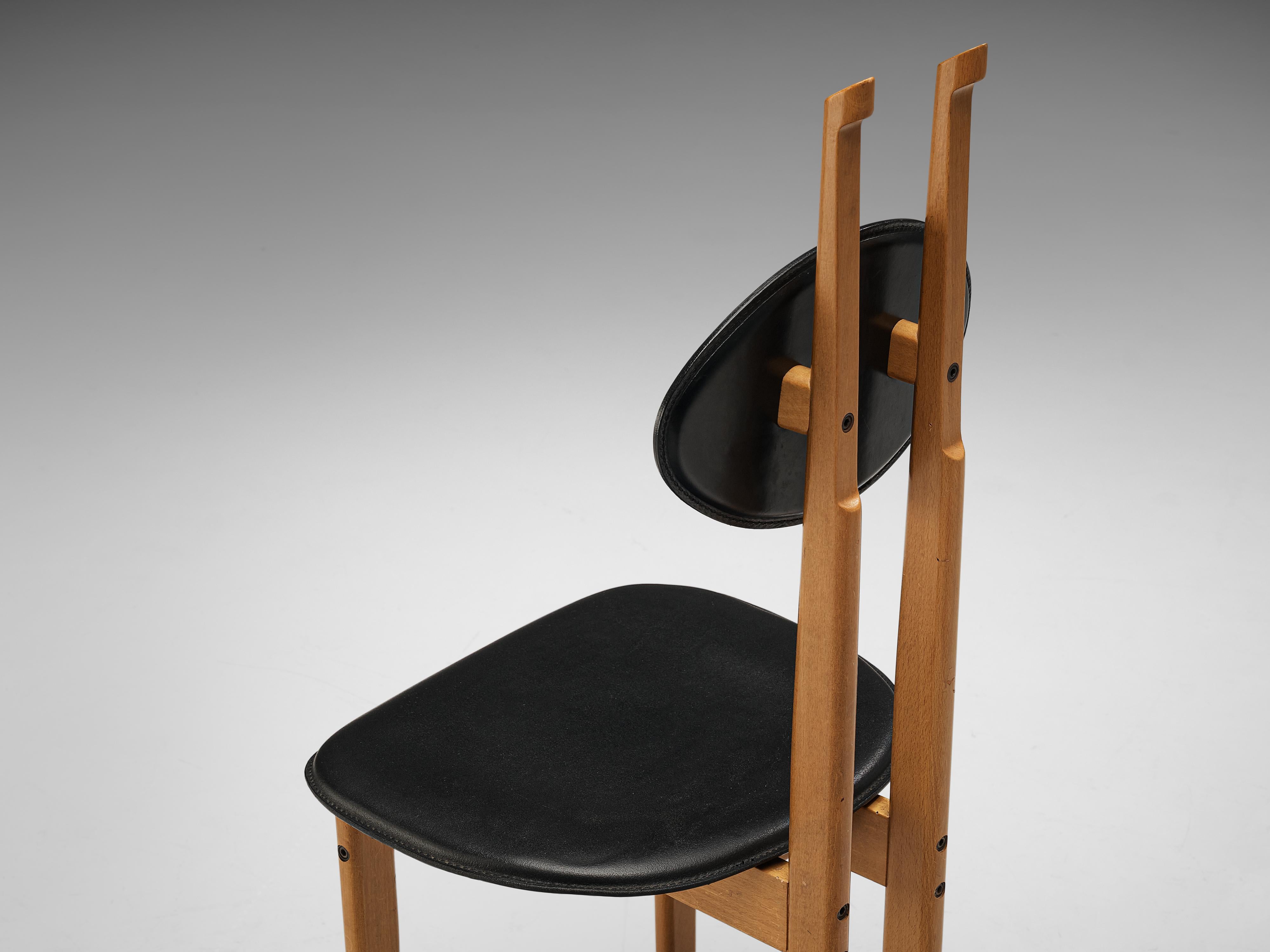 Italian Sculptural Chairs in Black Leather 6