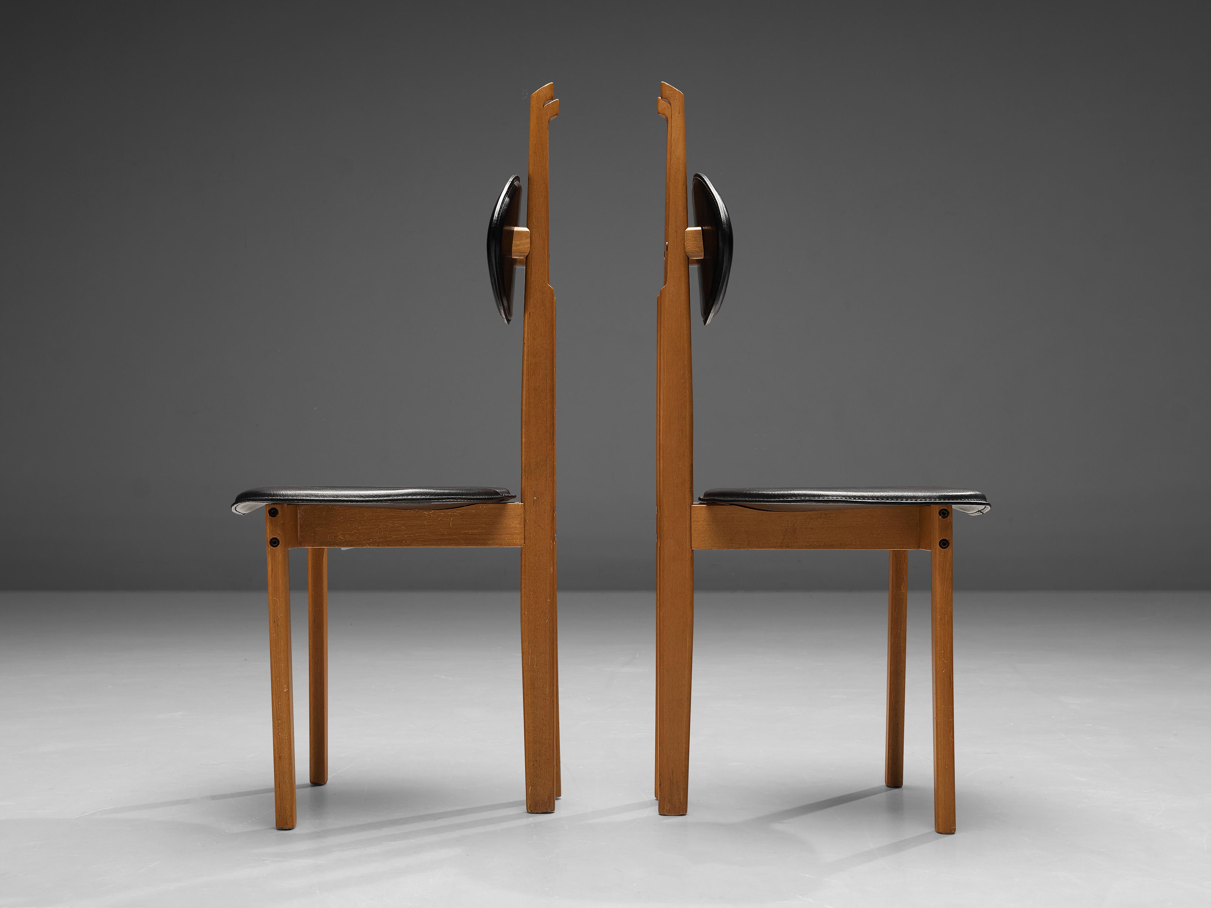 Italian Sculptural Chairs in Black Leather 4