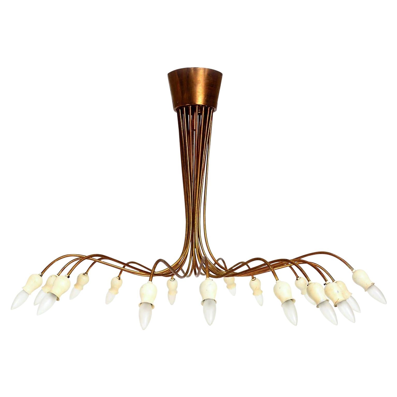 Italian Sculptural Chandelier attr Angelo Lelli Arredoluce, 1950s For Sale