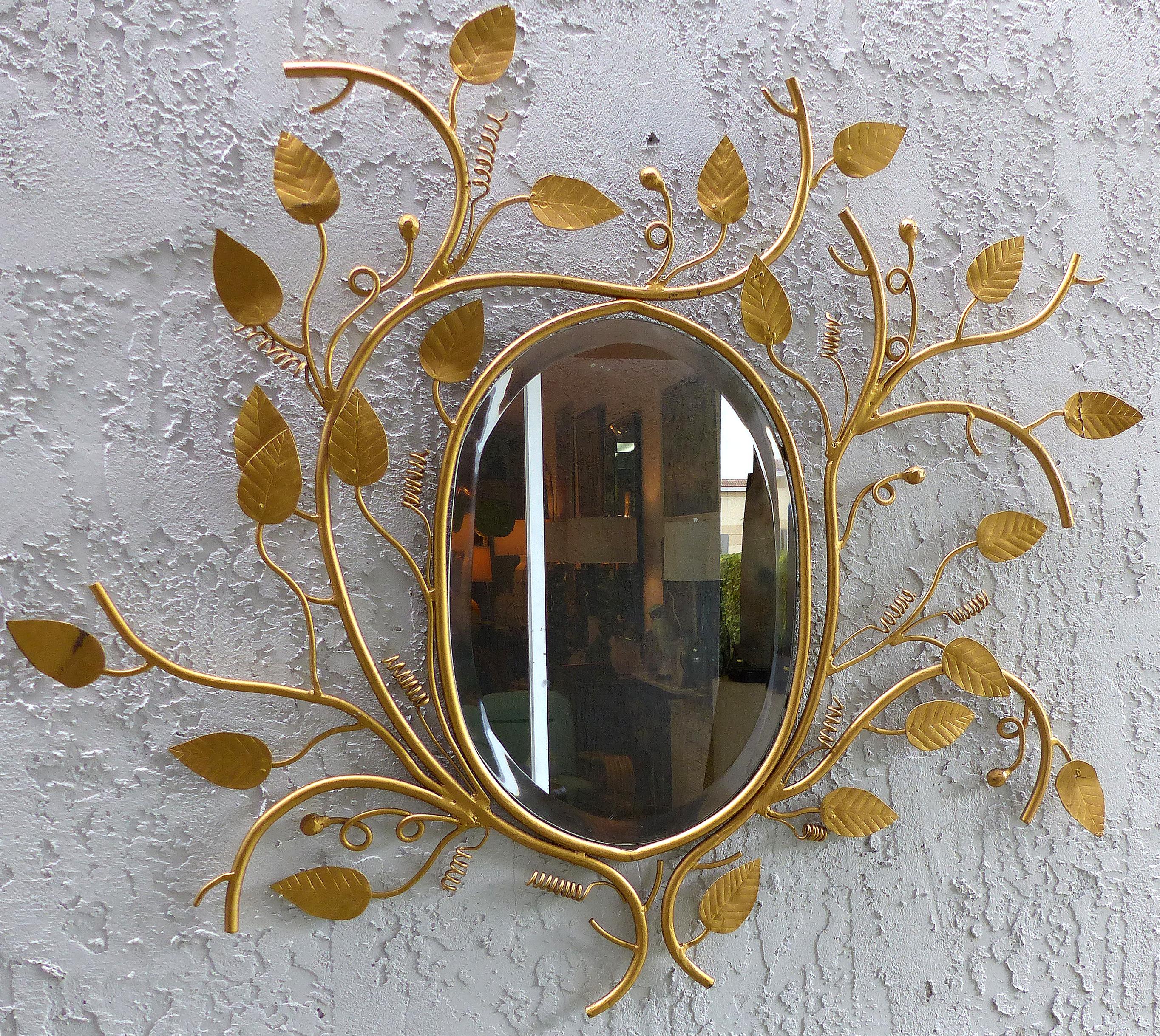 Italian Sculptural Iron and Hand Bevelled Mirror 4