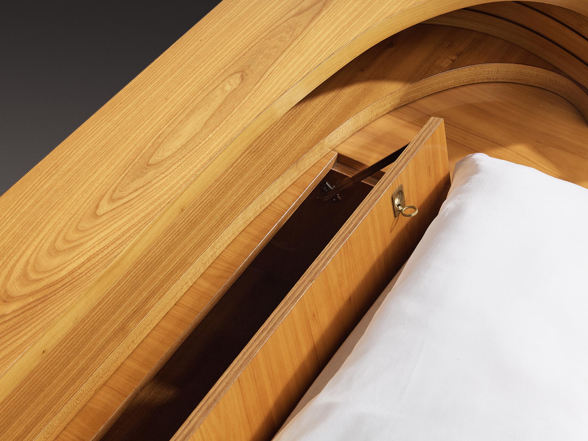 Italian Sculptural King Size bed with Integrated Nightstands in Ash For Sale 6