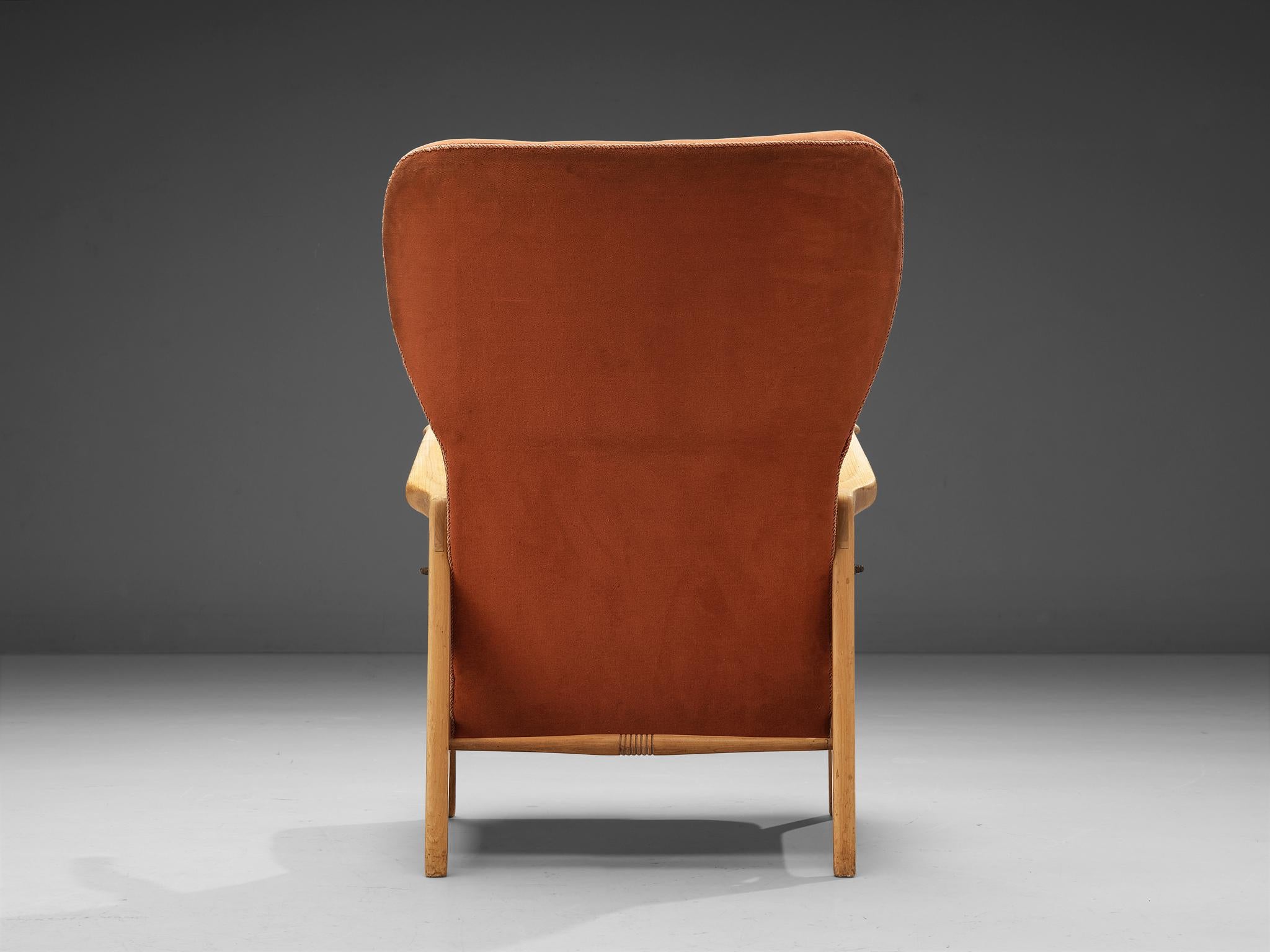 Mid-20th Century Italian Sculptural Lounge Chair in Cherry  For Sale