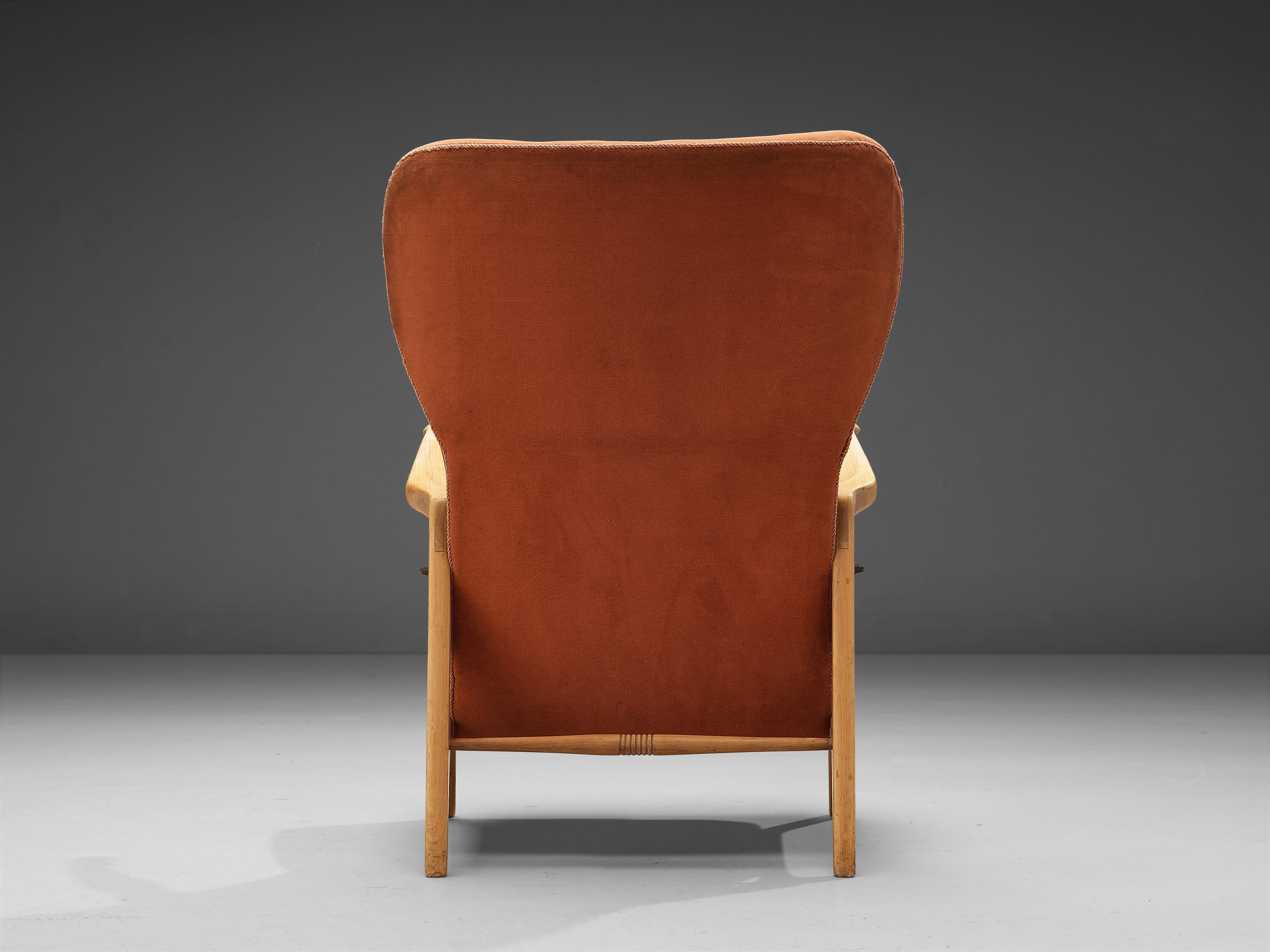 Italian Sculptural Lounge Chair in Cherry 2