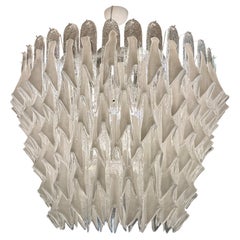 Italian Sculptural Murano Glass Chandelier in White and Clear Glass