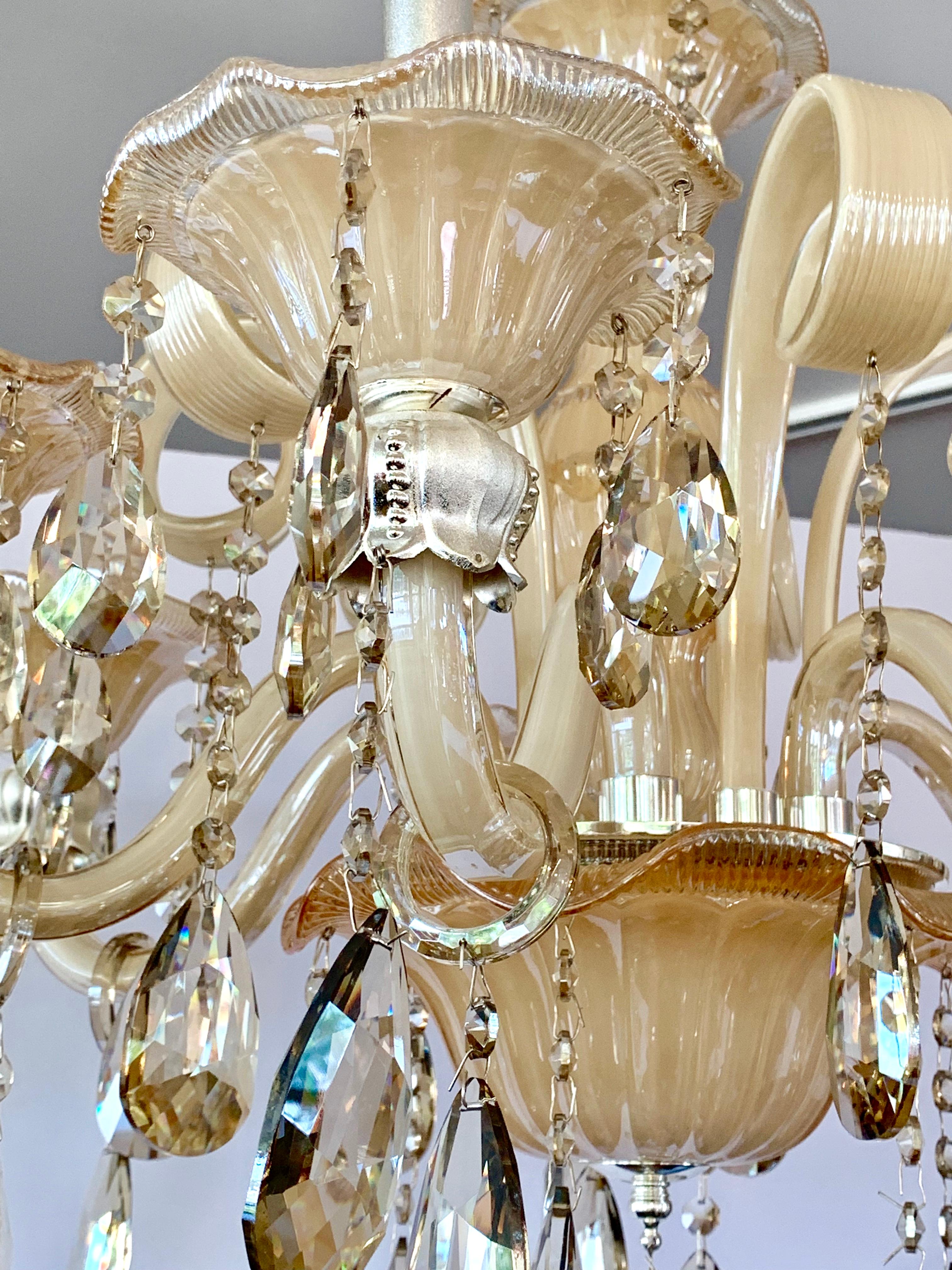 Crystal Italian Sculptural Murano Glass Chandelier Made in Italy Mid-Century Modern