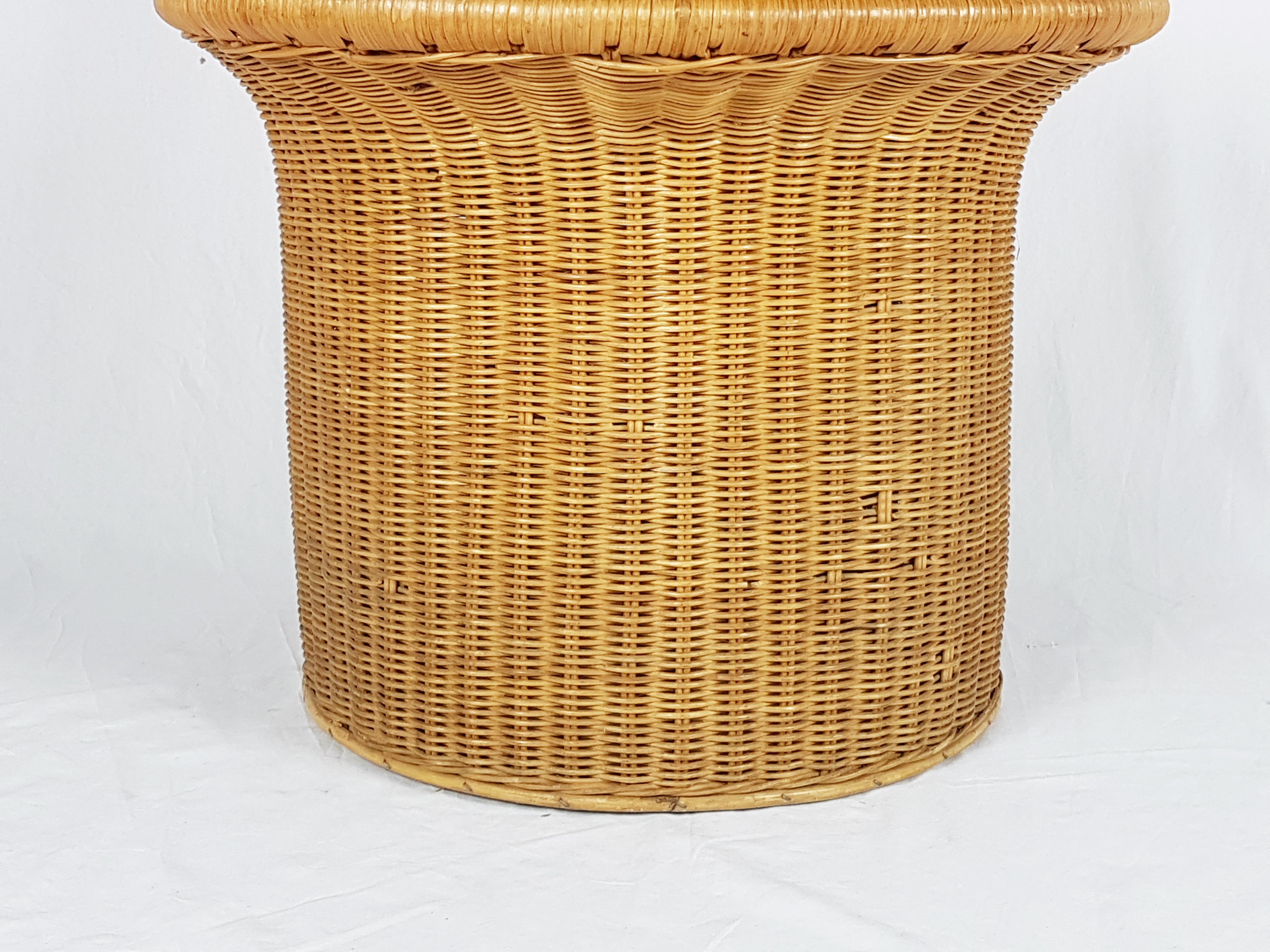 Italian Sculptural Rattan & Vienna Straw High Back 1970s Chair 8