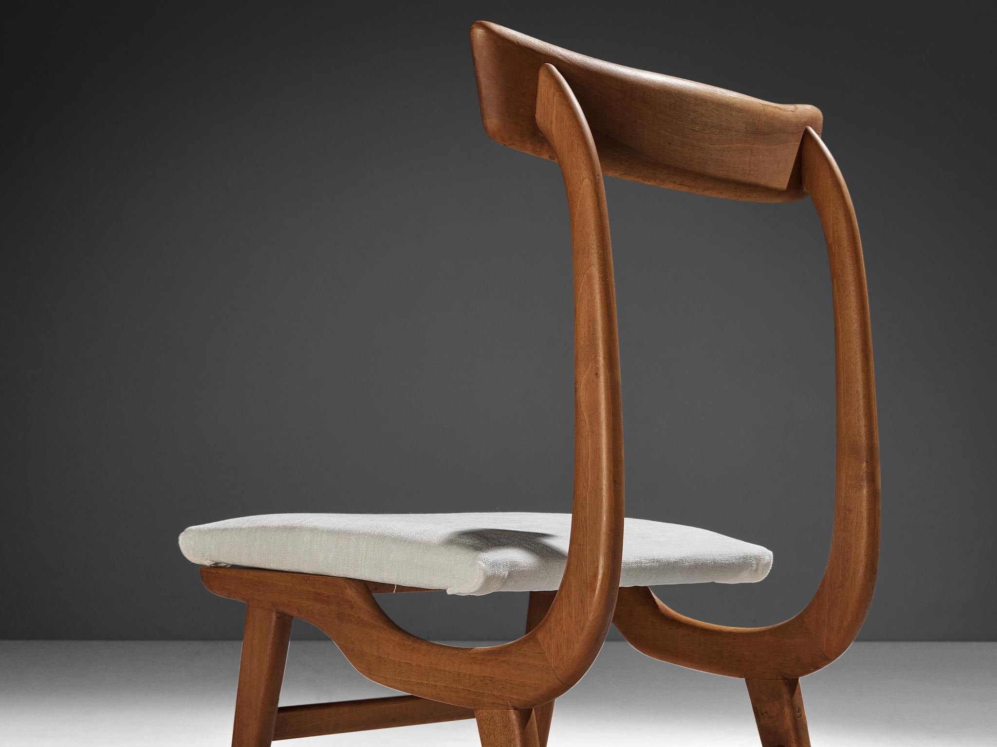 Italian Sculptural Set of Twelve Dining Chairs in Walnut  6