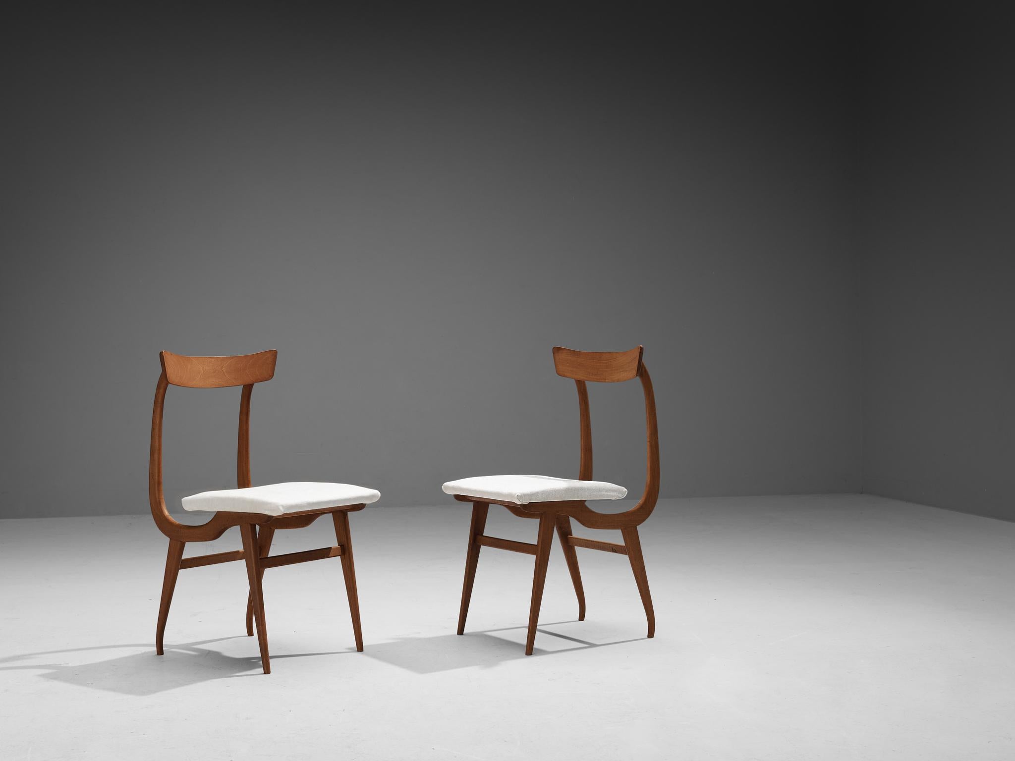 Italian Sculptural Set of Twelve Dining Chairs in Walnut  For Sale 7