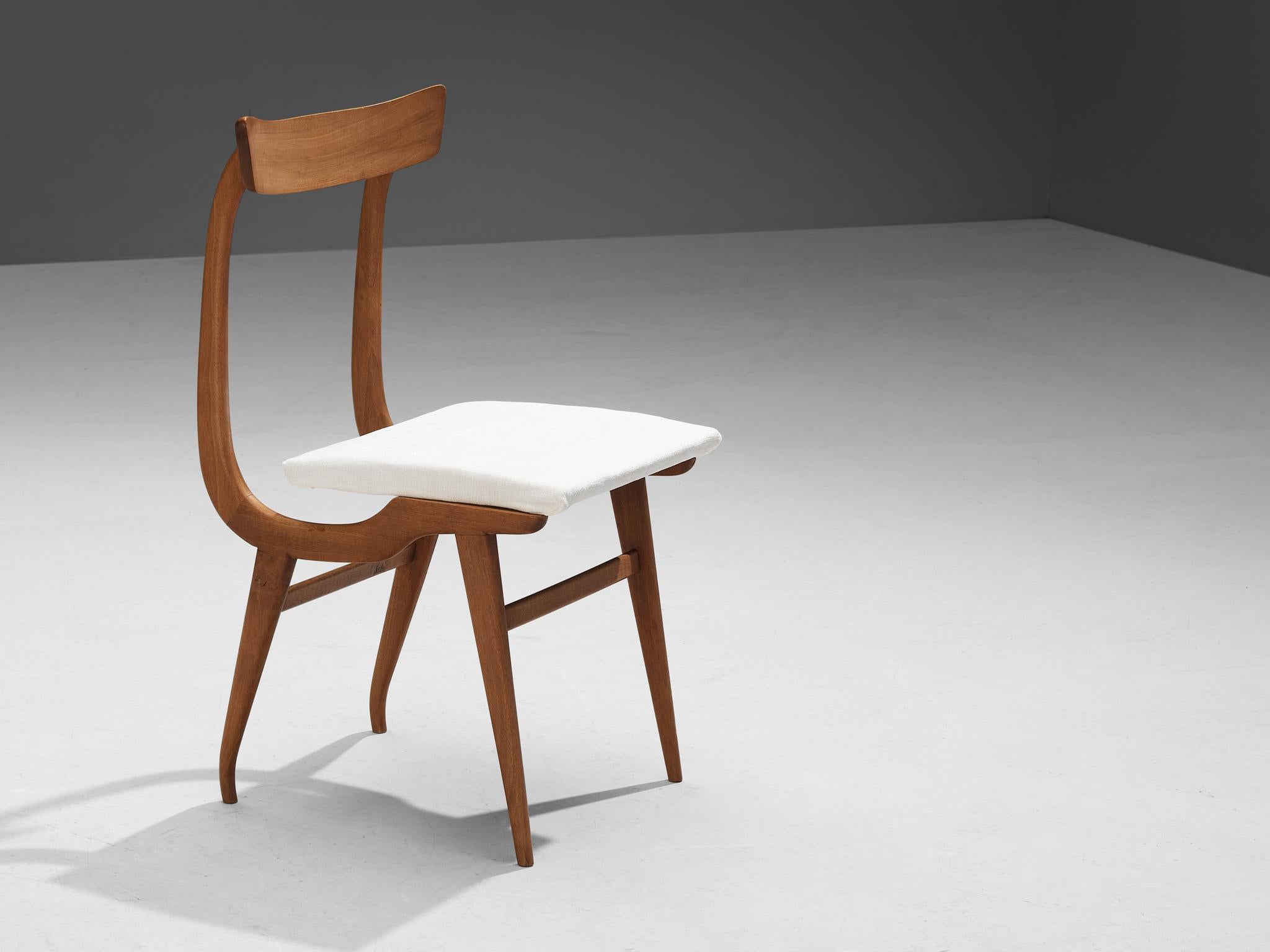 Mid-20th Century Italian Sculptural Set of Twelve Dining Chairs in Walnut  For Sale