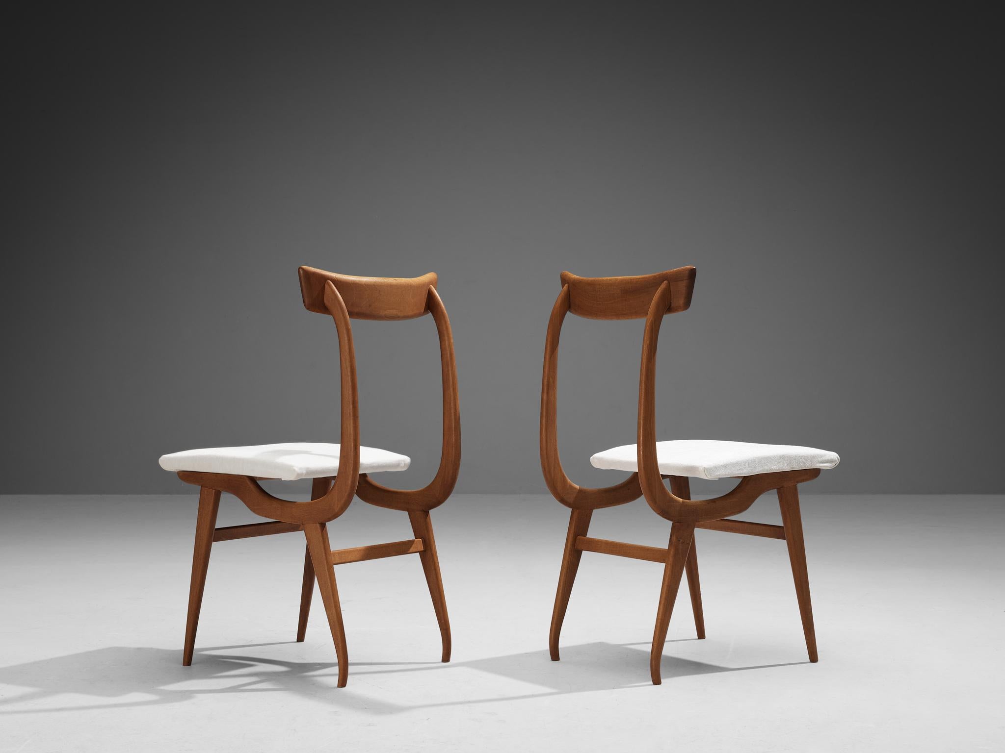 Italian Sculptural Set of Twelve Dining Chairs in Walnut  For Sale 1