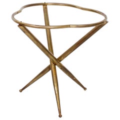 Italian Sculptural Side Tripod Table in Patinated Bronze 1950s Style Gio Ponti