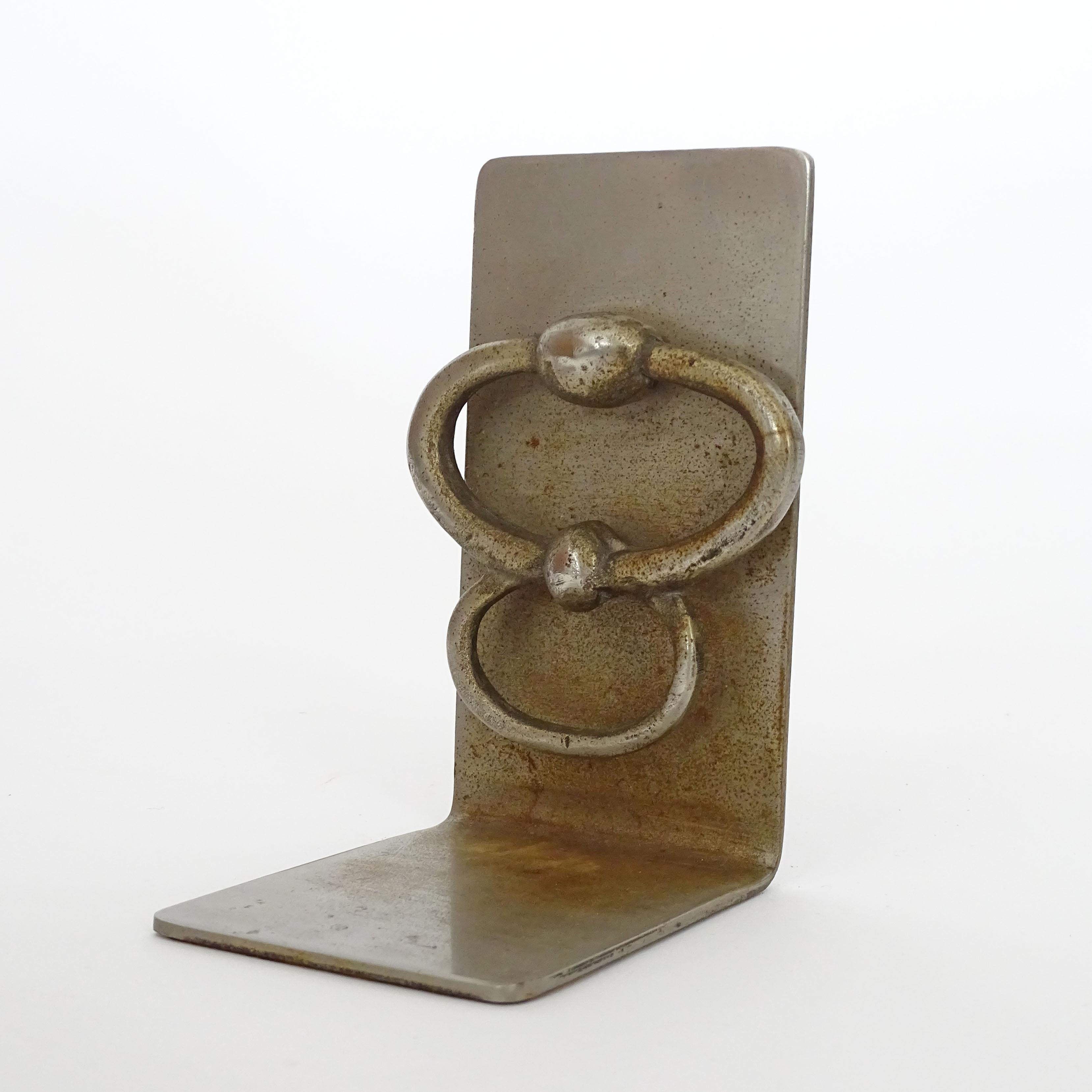 Italian Sculptural Steel Book Ends, 1970s In Good Condition In Milan, IT