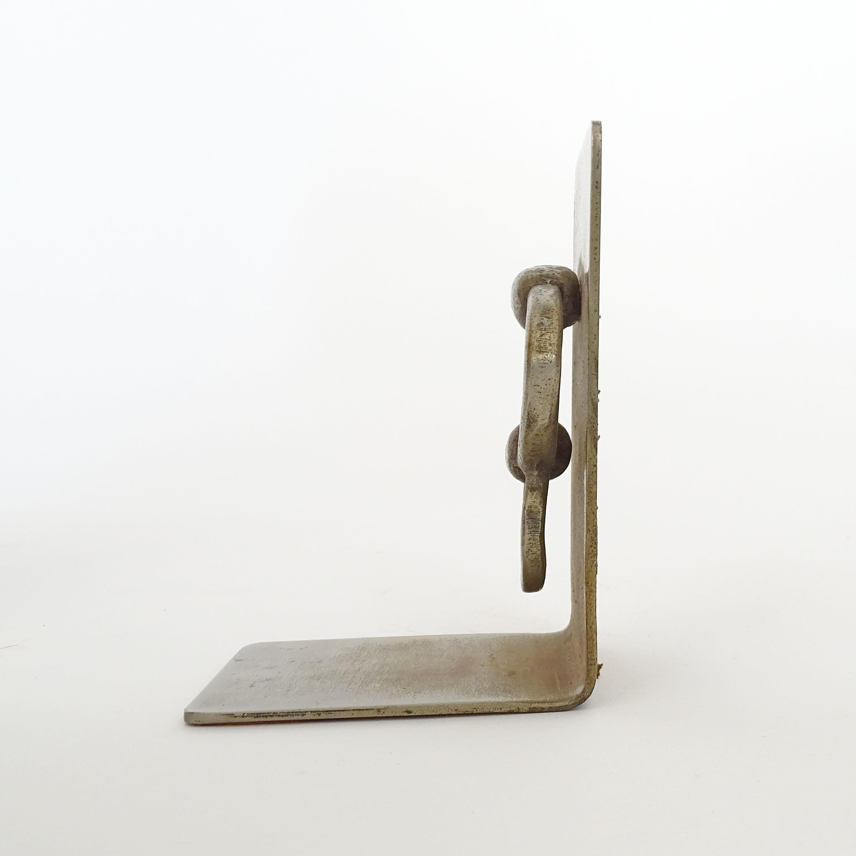 Late 20th Century Italian Sculptural Steel Book Ends, 1970s