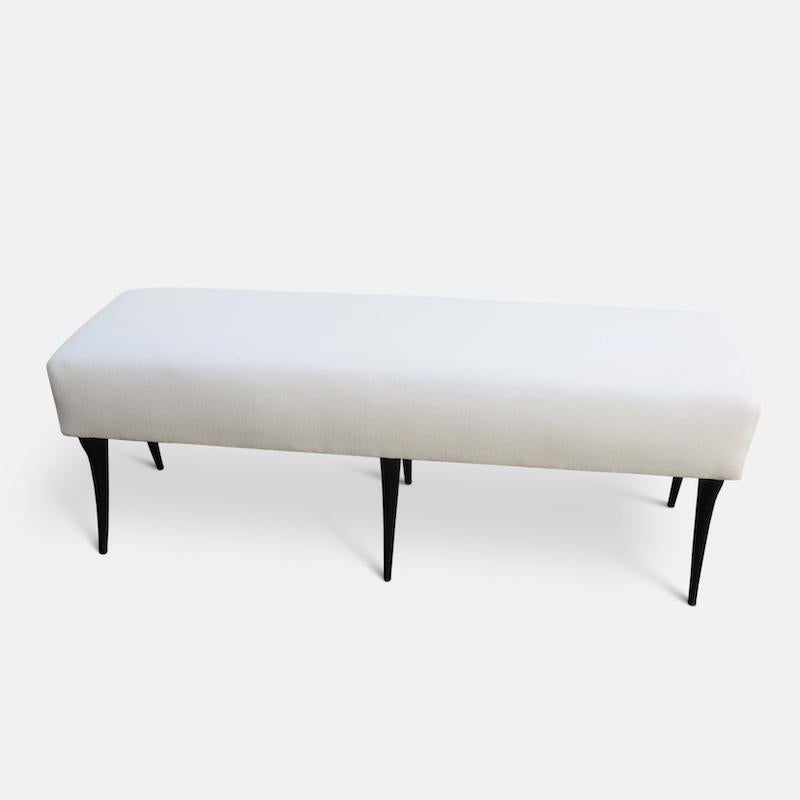 Modern Italian Sculptural Upholstered Long Ebonized Bench