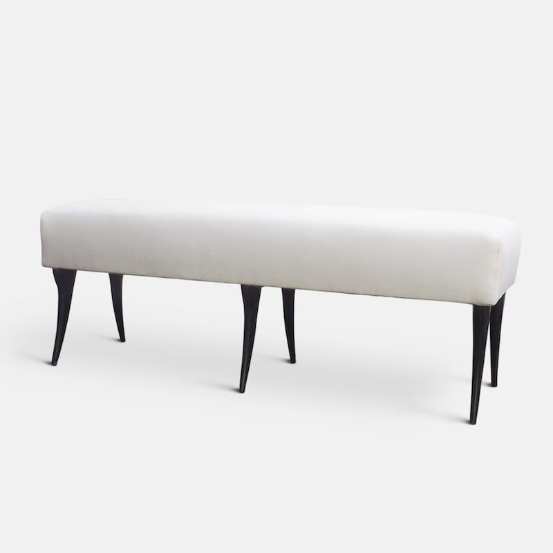 Mid-20th Century Italian Sculptural Upholstered Long Ebonized Bench