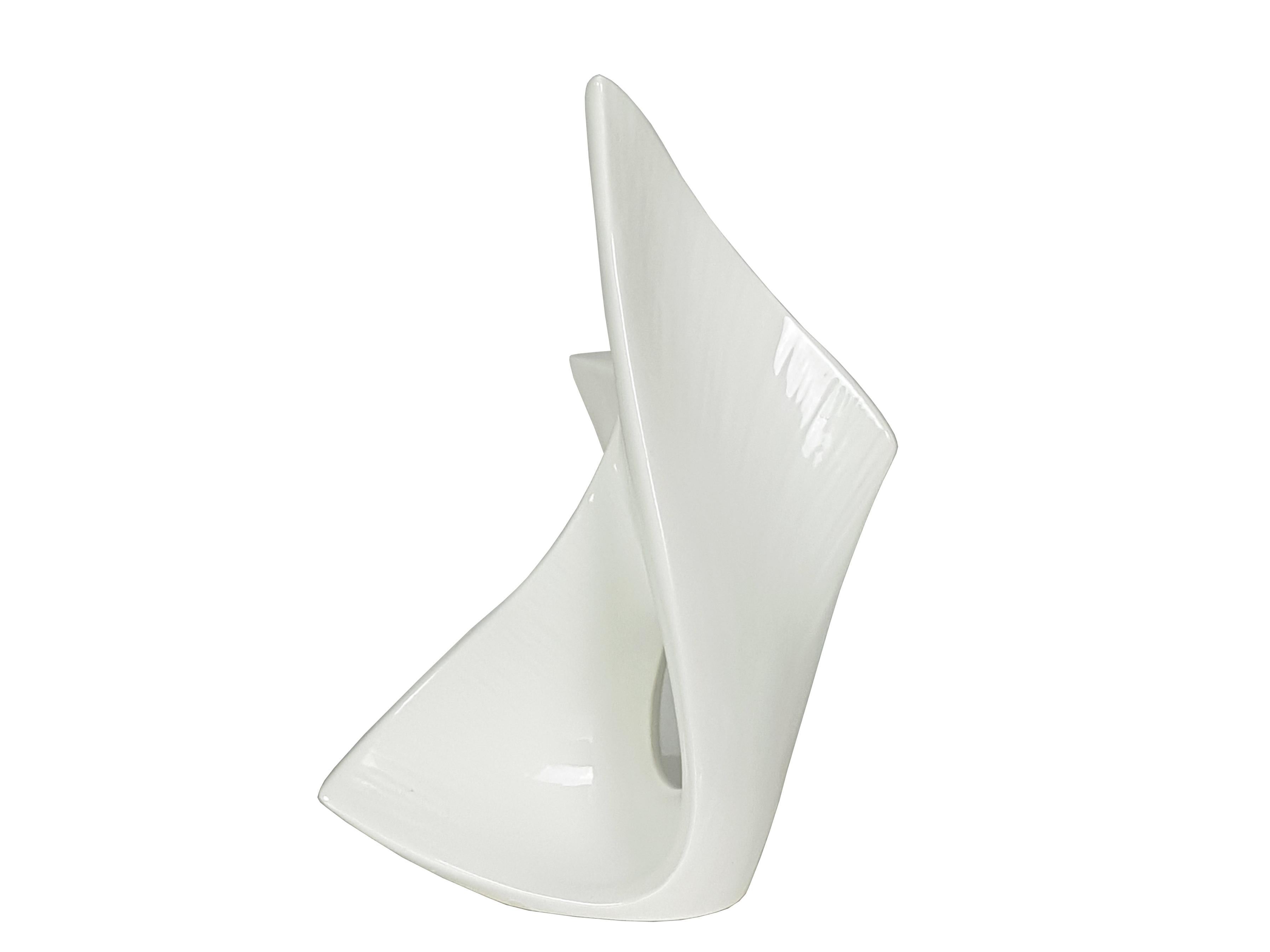 Mid-20th Century Italian Sculptural White Ceramic Vase from Vibi, 1950s For Sale