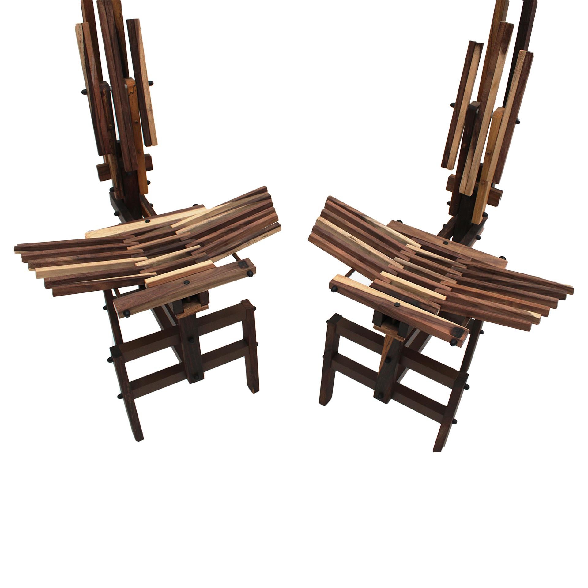 Sedie italiane scultoree in legno Sono di Anacleto Spazzapan, anni '80, set di due in vendita 3
