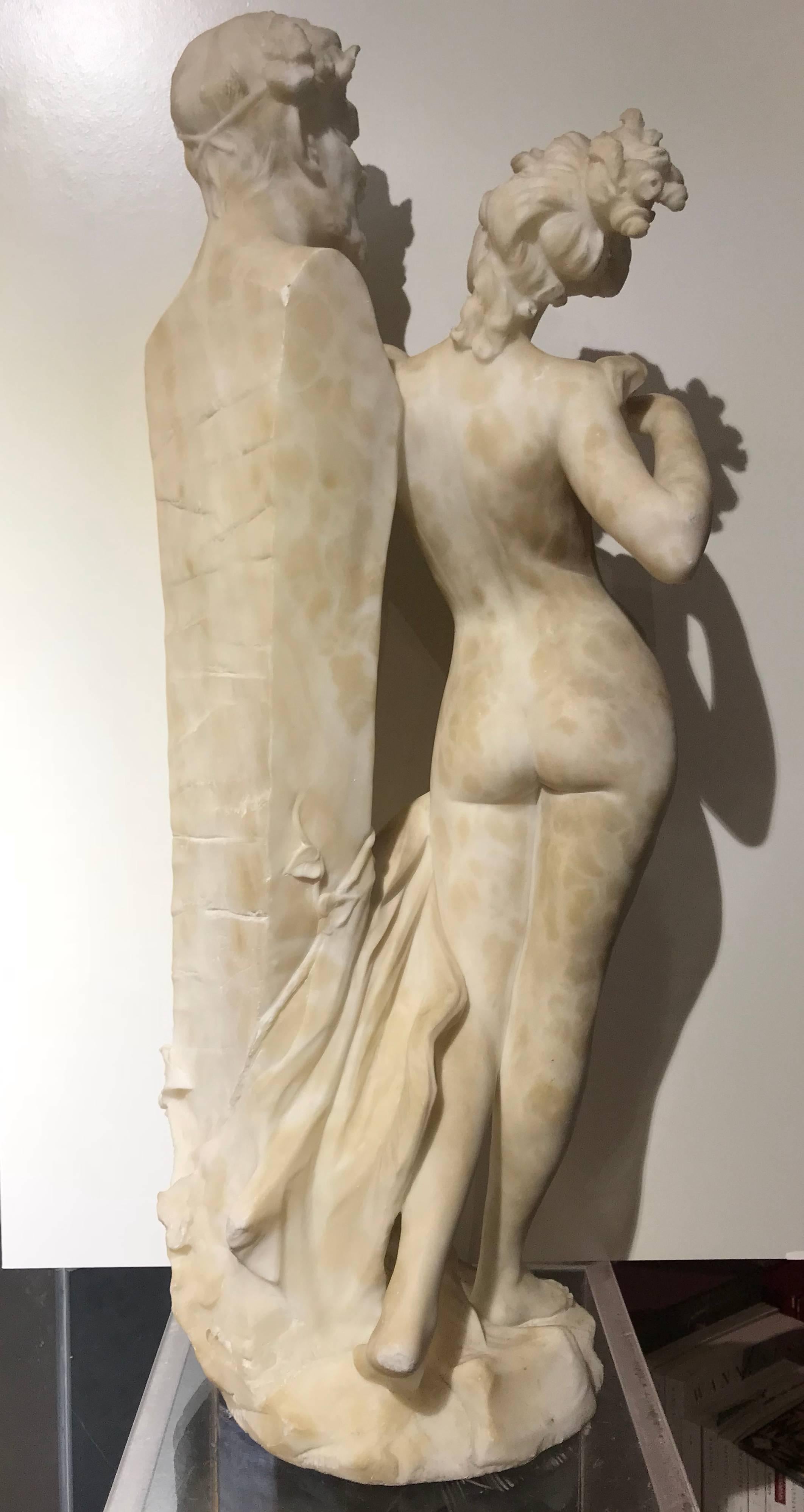 Italian Sculpture 19th Century White Tuscany Alabaster Marble Signed Fiaschi 3