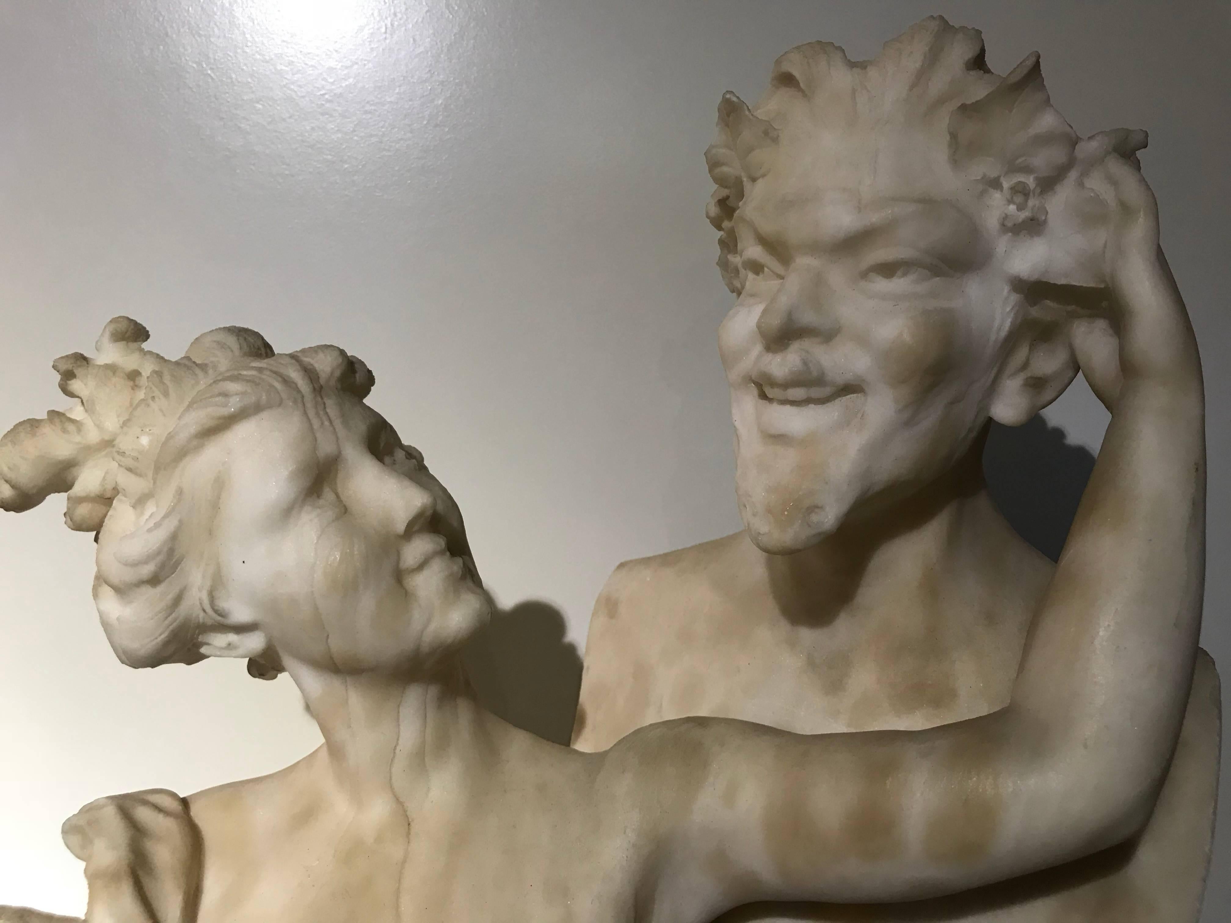 Italian Sculpture 19th Century White Tuscany Alabaster Marble Signed