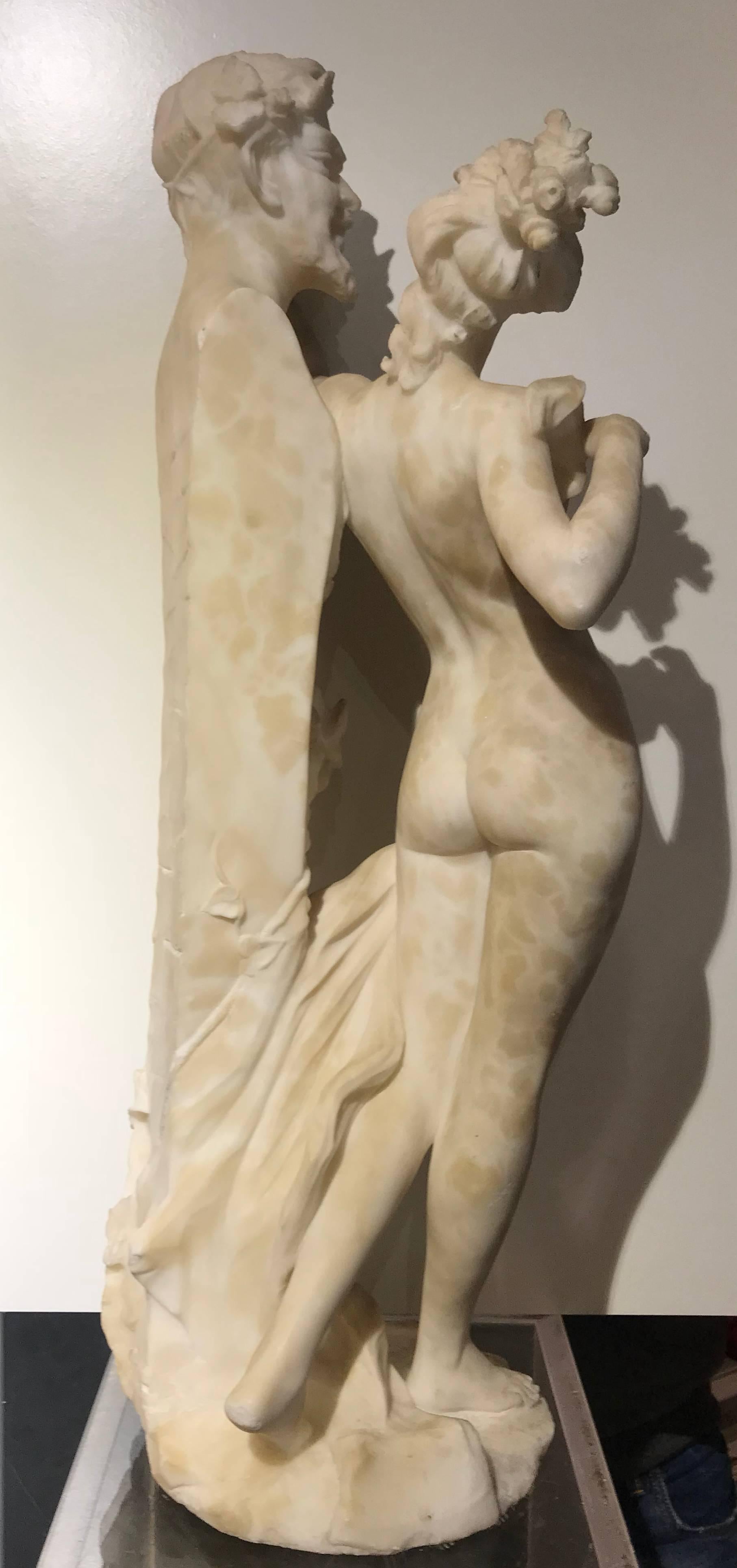 Italian Sculpture 19th Century White Tuscany Alabaster Marble Signed Fiaschi 2