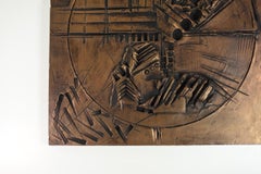 Pannello di rame con scultura italiana di arte astratta