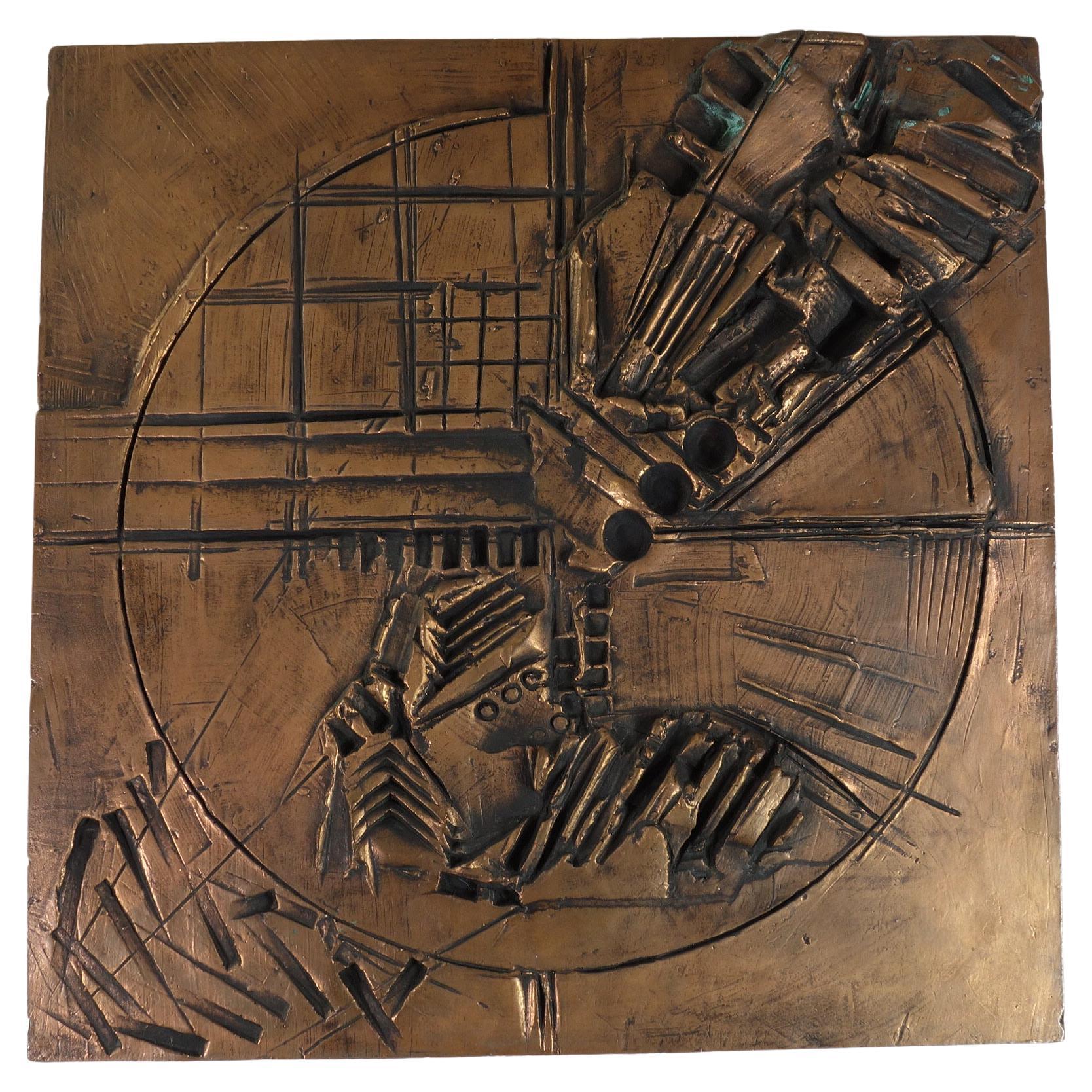 Sculpture italienne Art abstrait Panneau en cuivre