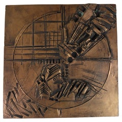 Sculpture italienne Art abstrait Panneau en cuivre