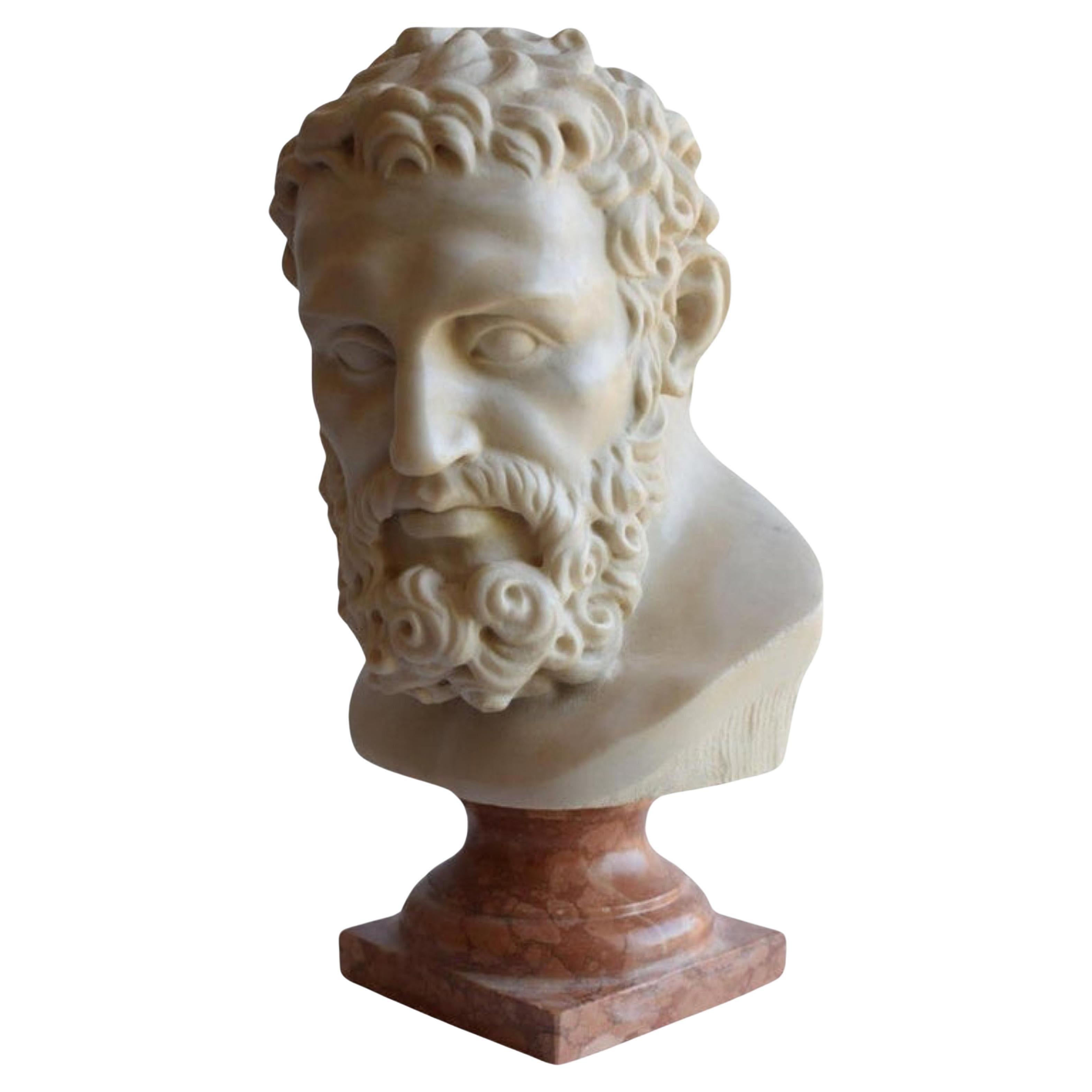 Italian Sculpture "Ercole" Head Begin 20th Century Marble