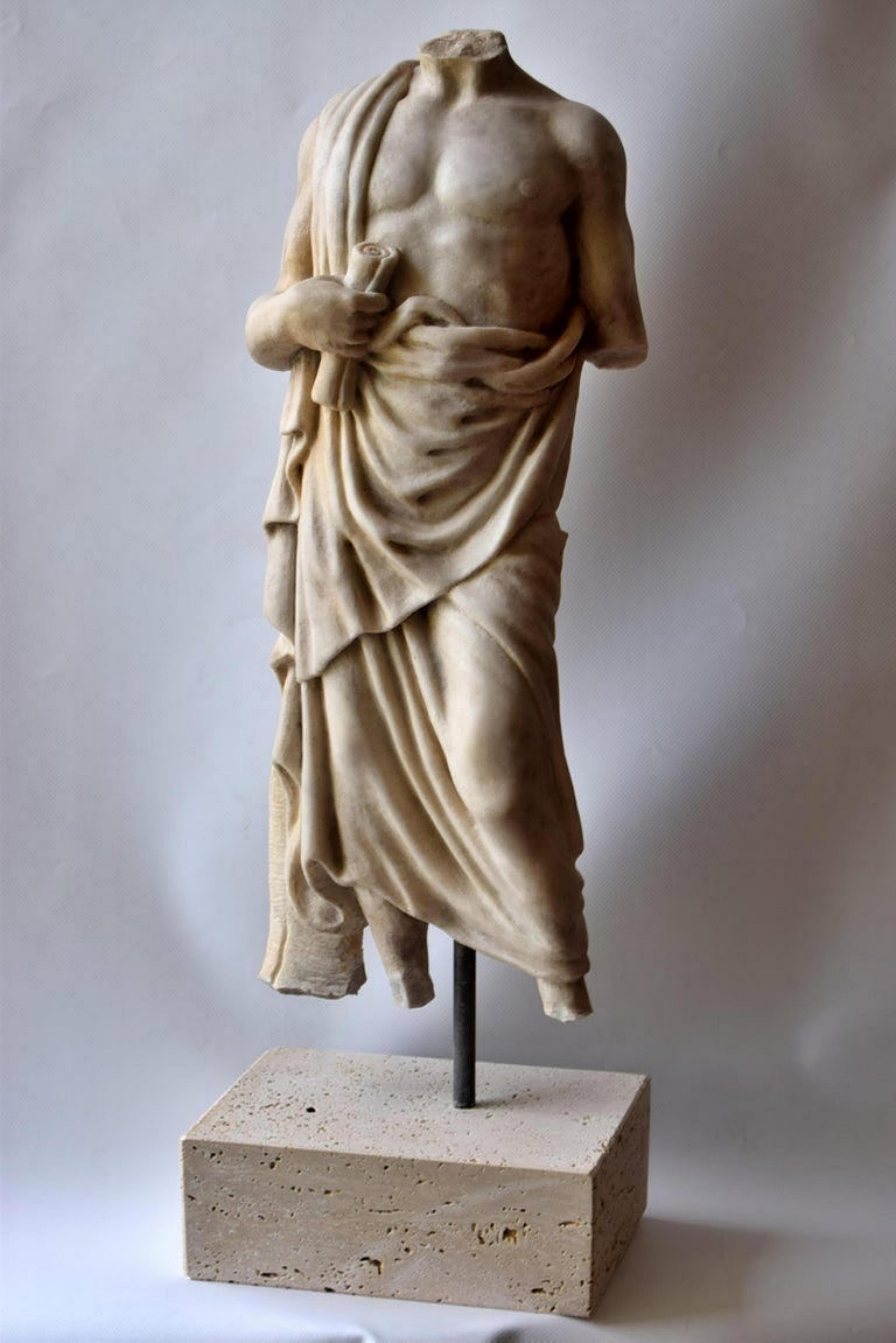 Baroque Sculpture italienne « Esculapio Acefalo » en marbre de Carrare, début du 20e siècle en vente