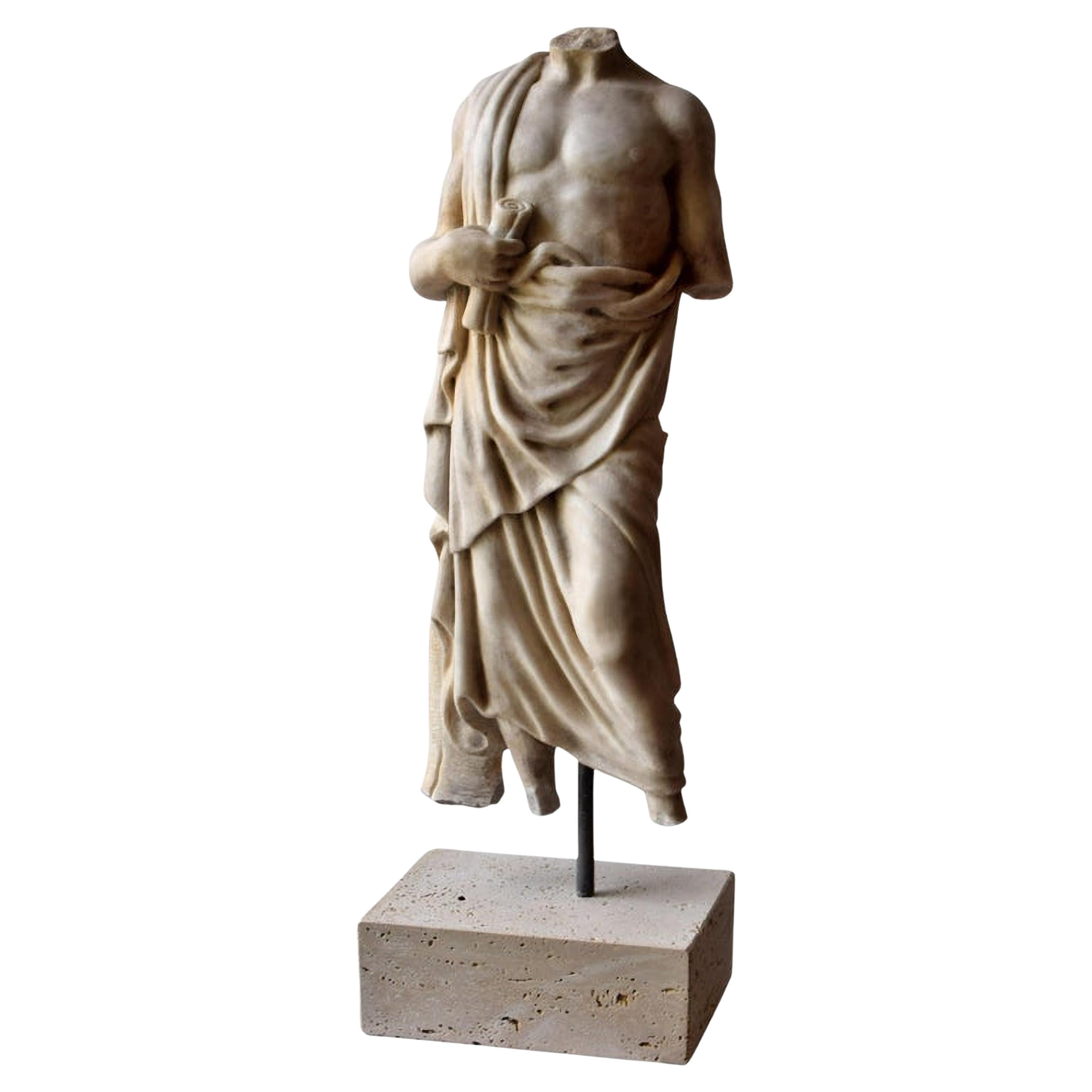 Italian Sculpture " Esculapio Acefalo " Carrara Marble Began 20th Century