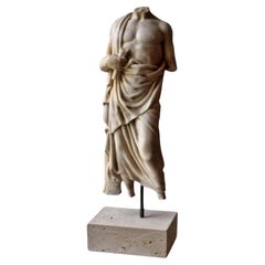 Antique Italian Sculpture "Esculapio Acefalo" Carrara Marble, Began 20th Century