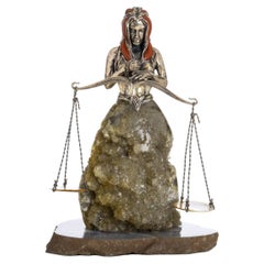 Italian Sculpture in Silver and Hard Stone (signed)