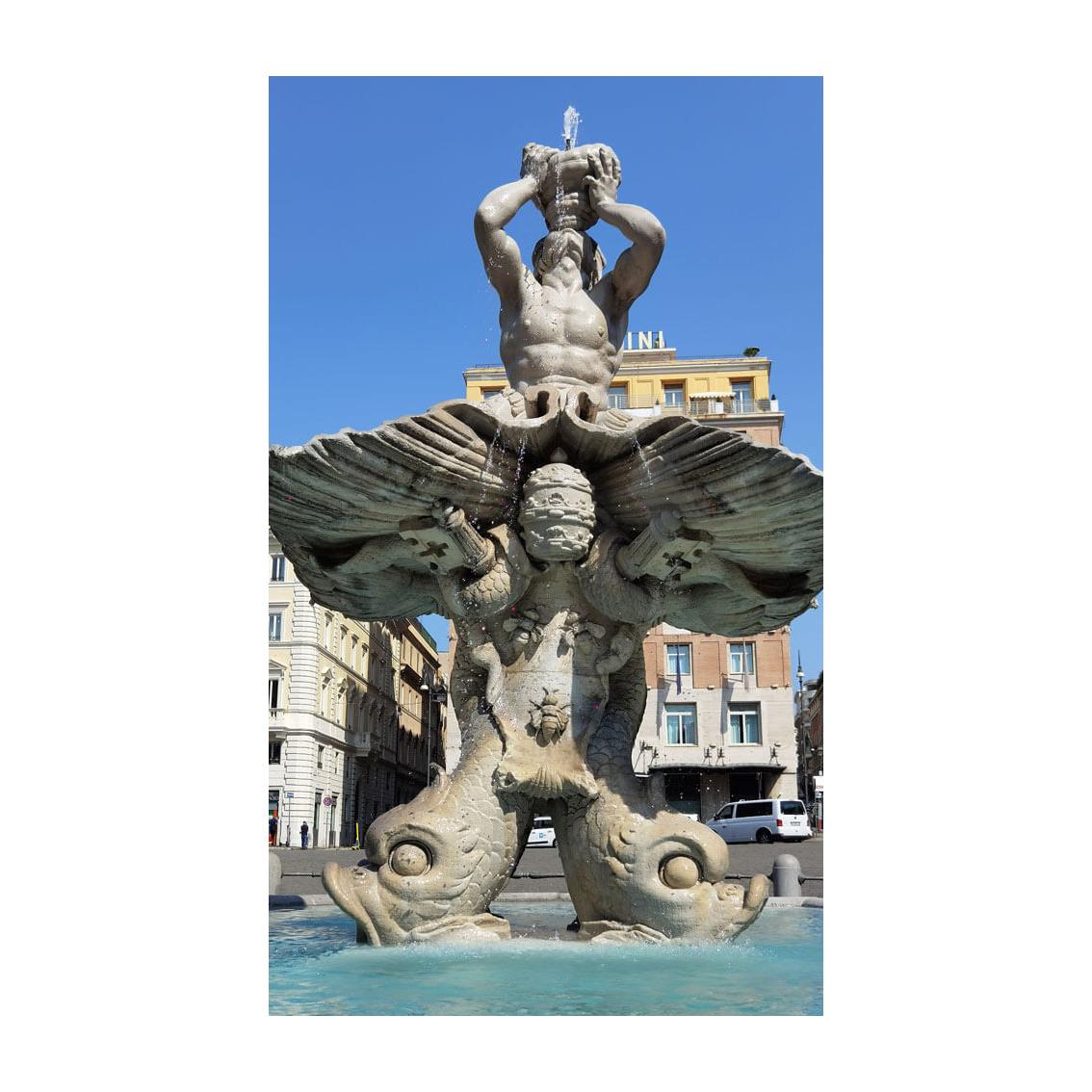 Italian sculpture in solid 800 silver reproducing the Triton fountain in Rome 6